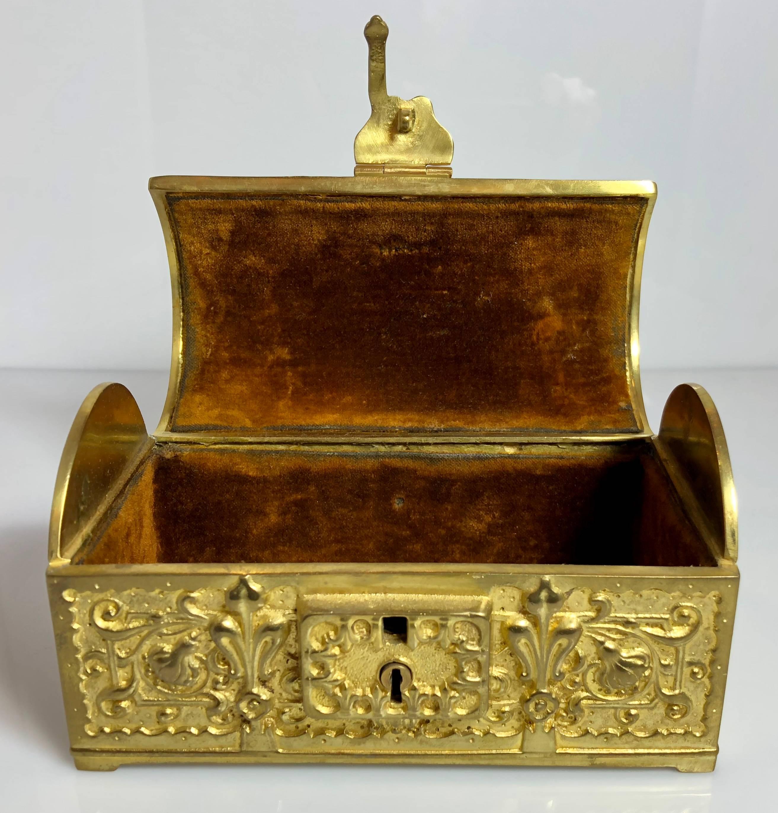 Antique German bronze jewel box, circa 1890-1900.