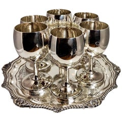 Set of Six Estate American Sterling Silver Cordial Glasses, circa 1930