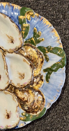 Antique French Limoges Porcelain Presidential "Turkey" Oyster Plate, Circa 1890.