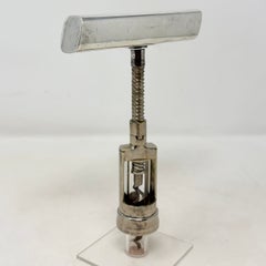 Estate Art Deco Sterling Silver & Polished Steel Corkscrew with Auto-Puller