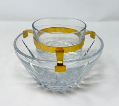 Estate French Polignac Gold Bronze and Baccarat Crystal Caviar Server Circa 1930