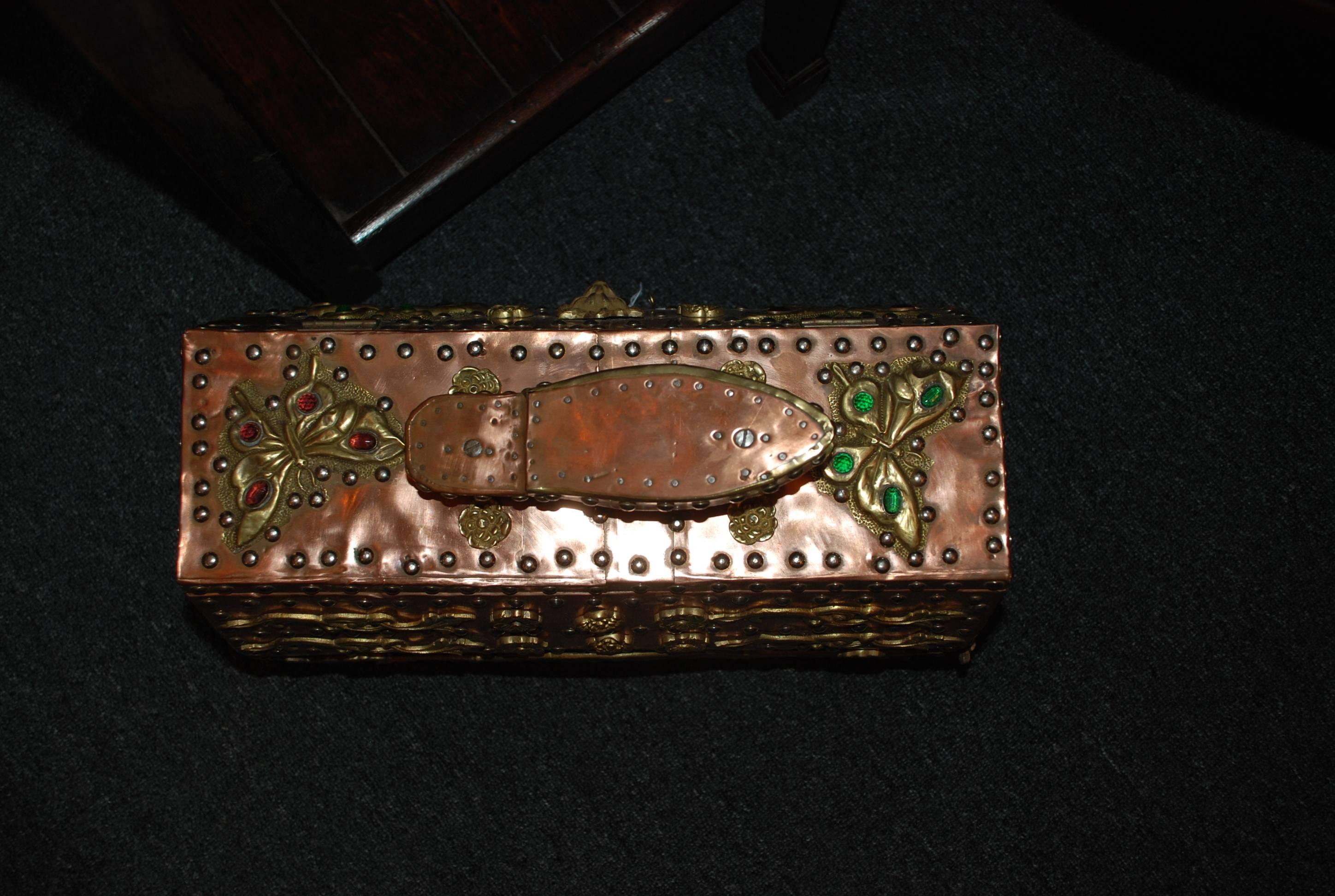 Antique copper on bronze shoe-shine box.