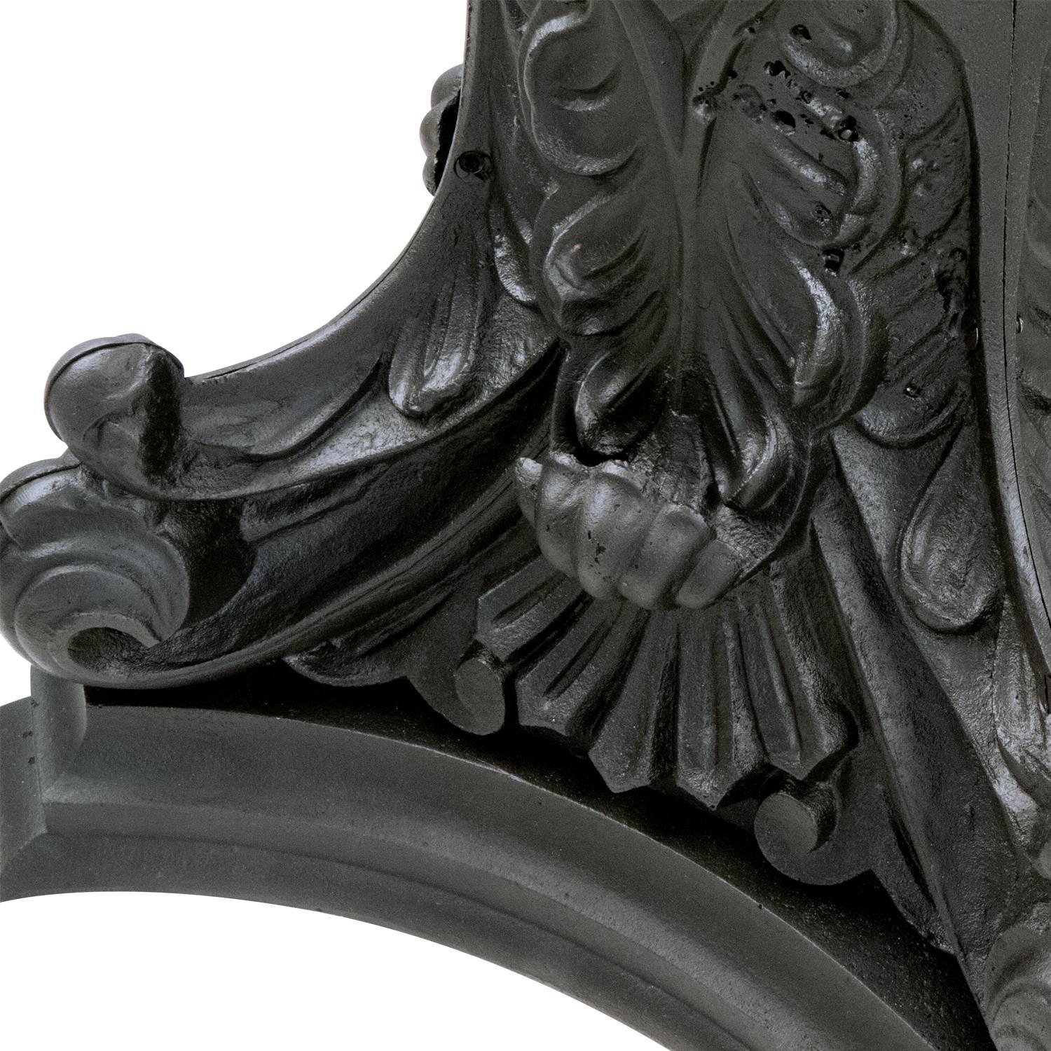 Originated in New York City from a SoHo building.

Made in four pieces.

Screwed together.

Restored has been sand blasted and wire brushed and coated in black patina.