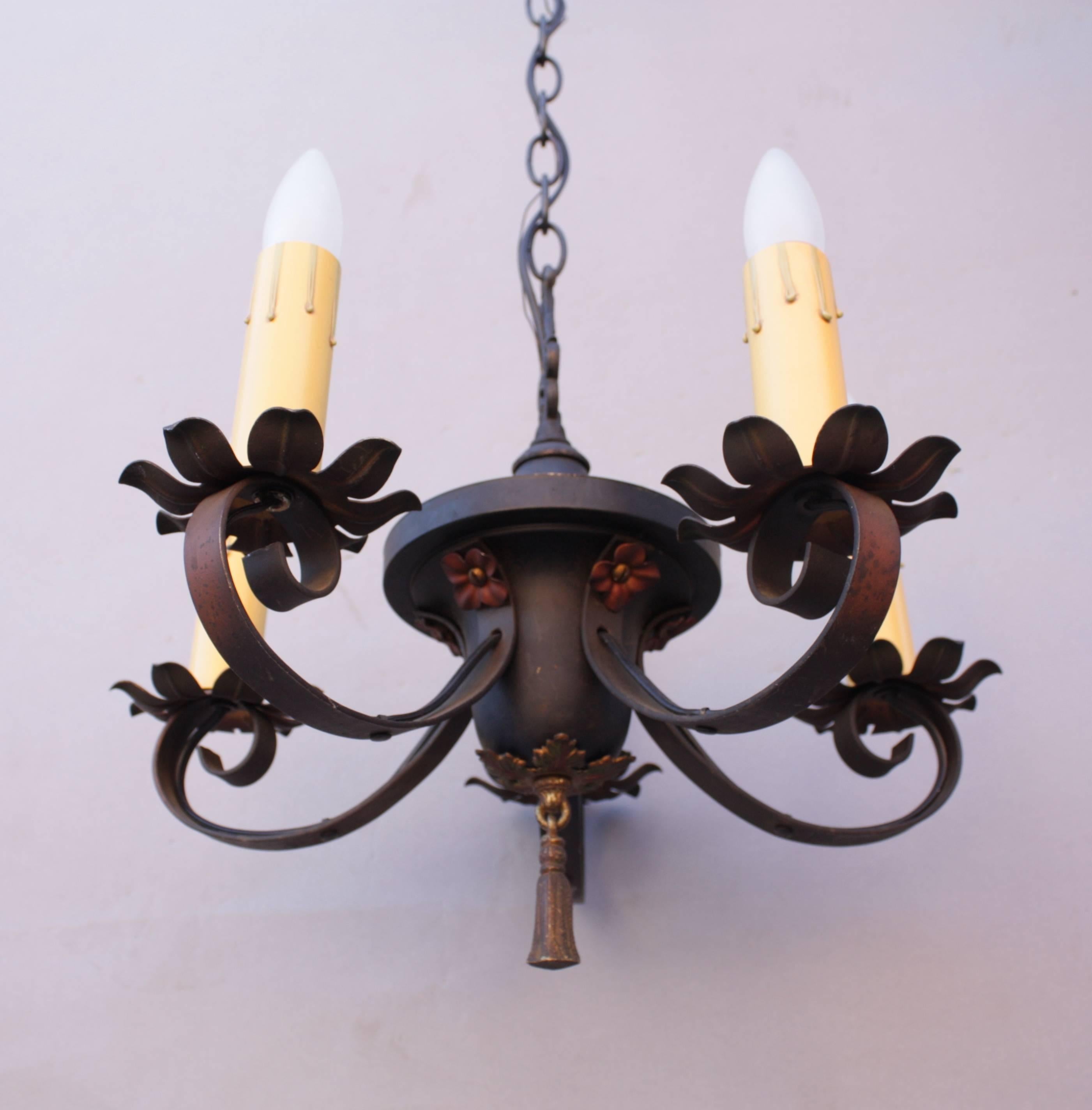 Spanish Colonial Small-Scale Spanish Revival Chandelier, 1920s