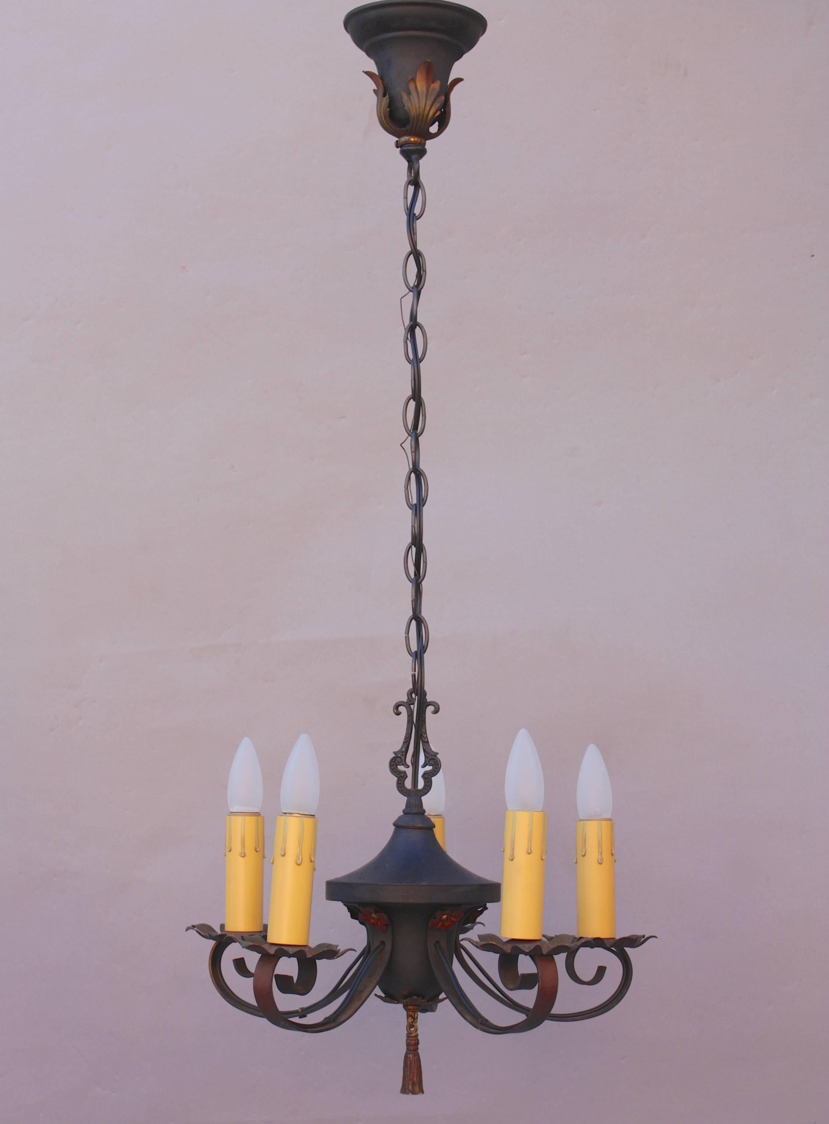 Small-Scale Spanish Revival Chandelier, 1920s 1