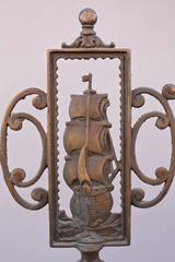 1920s Floor Lamp with Galleon Motif