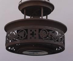 1920s Ceiling Mount Light with Vine and Grape Motif