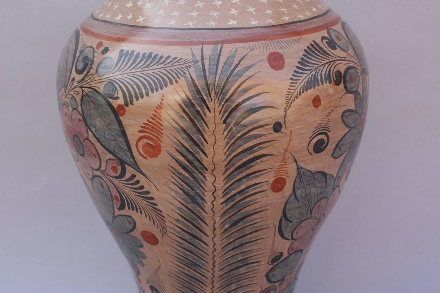 20th Century Mexican Tonala Pottery Floor Vase For Sale at 1stdibs