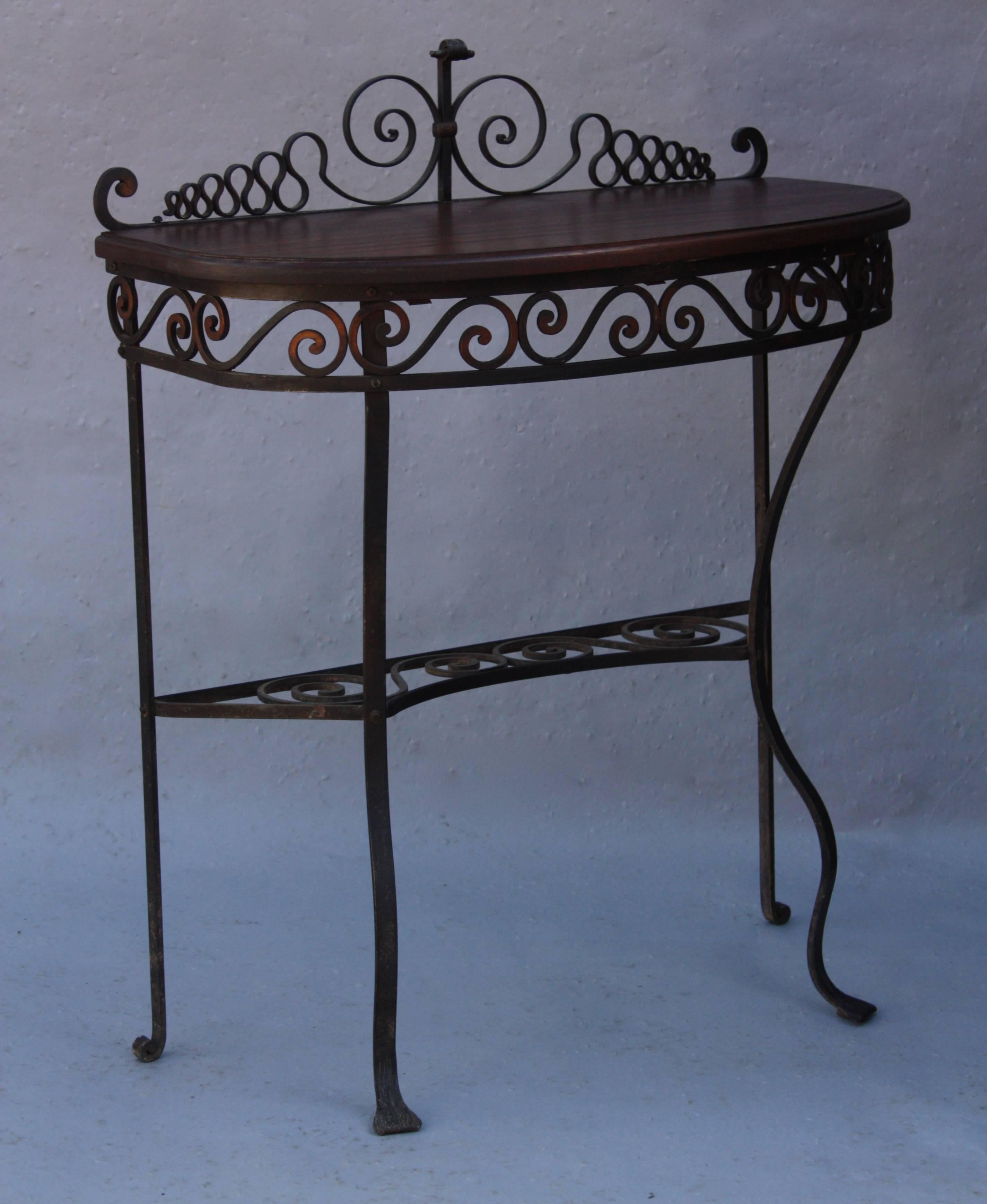 Iron 1920s Spanish Revival Demilune Table