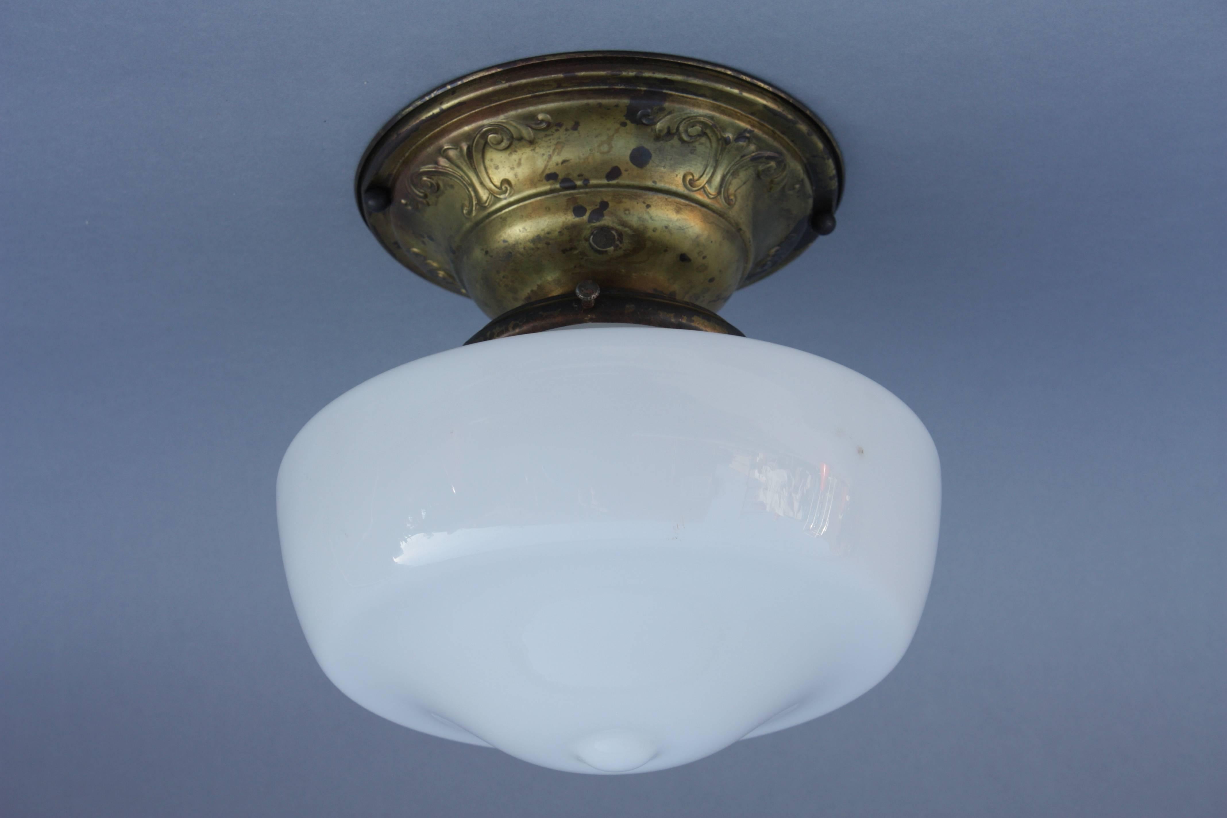 milk glass flush mount ceiling light