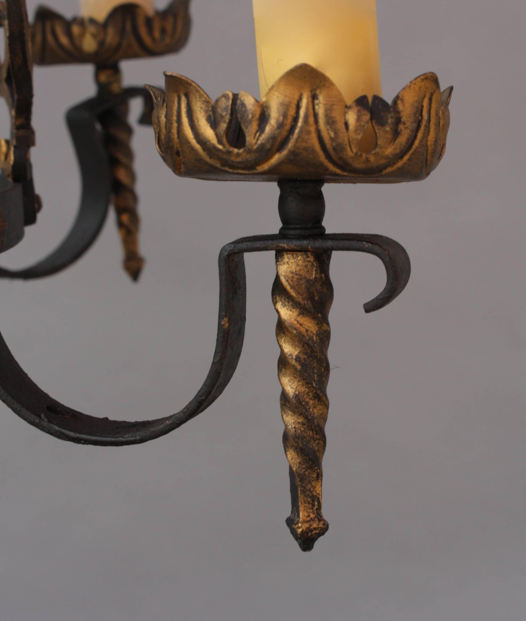 Spanish Colonial Exceptional Spanish Revival Large-Scale Bronze and Iron Chandelier