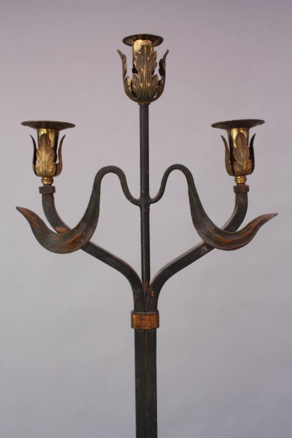 Wrought Iron 1920s Candelabra Floor Stand For Sale at 1stdibs