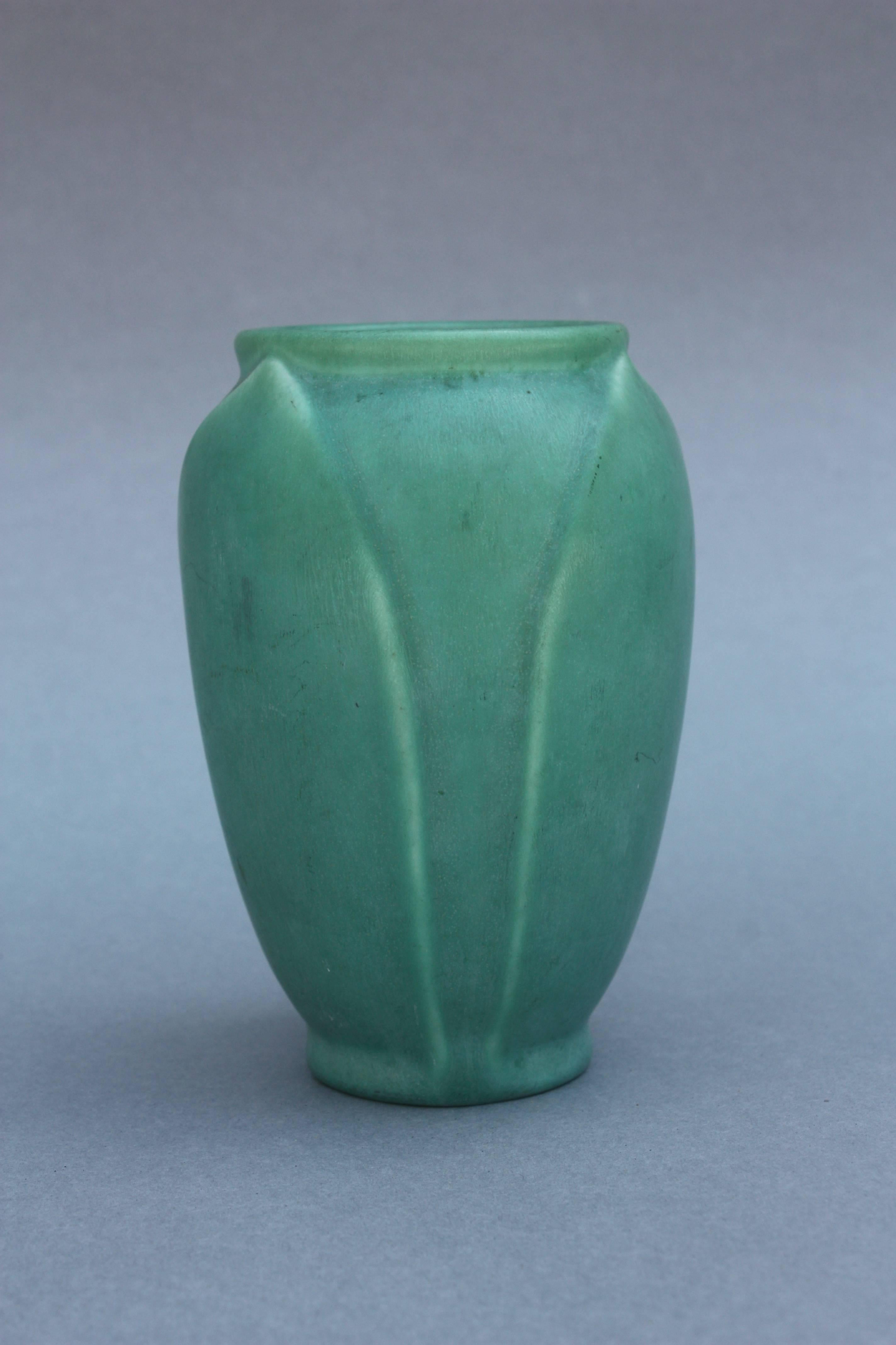 Ceramic Pair of Matte Green Rookwood Vases