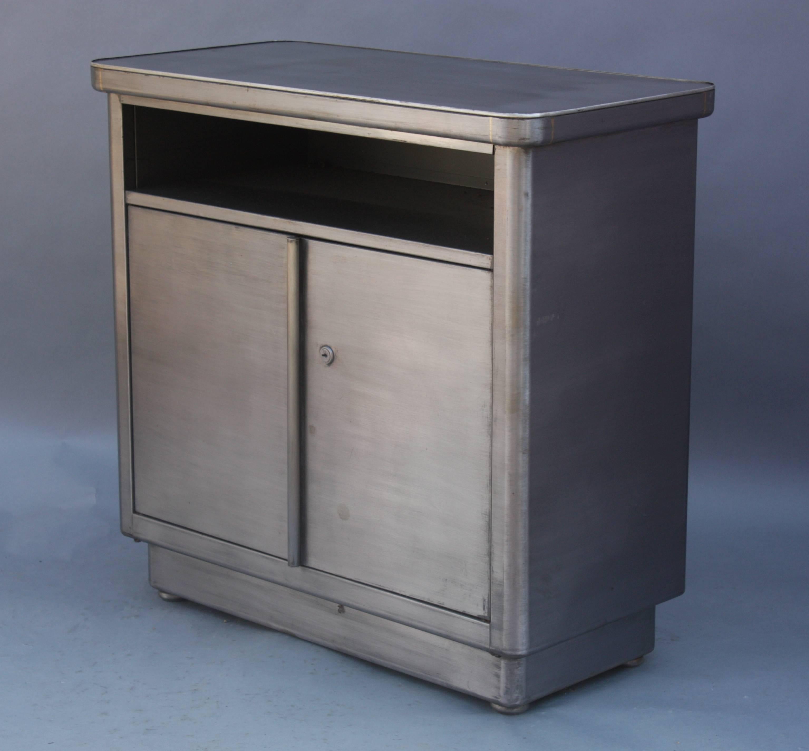 American Small Industrial Metal Credenza For Sale