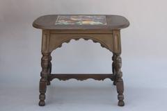 1920s Tile Top Table with Colorful Parrot Design
