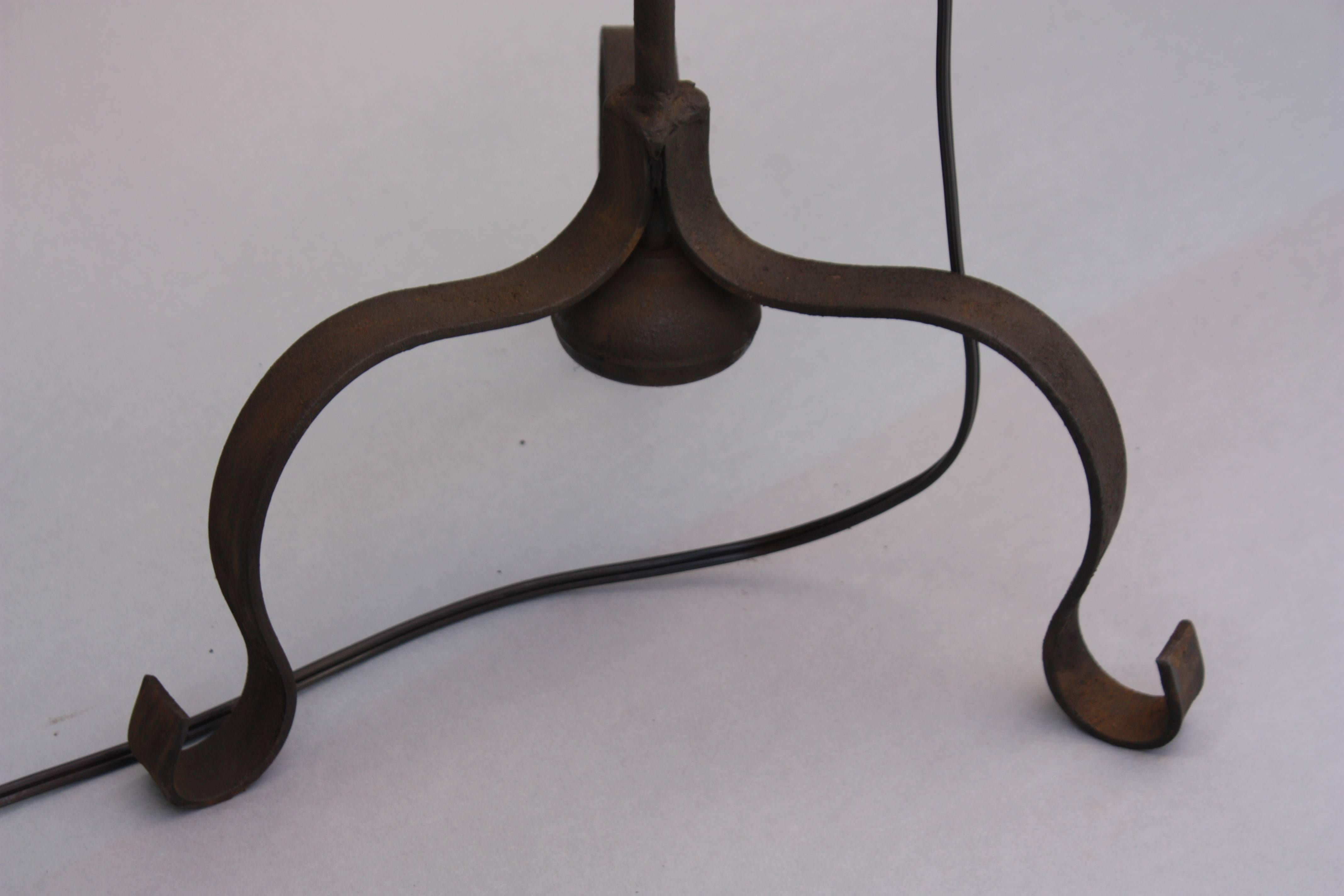 Spanish Colonial Simple 1920s Floor Lamp with Original Mica Shade