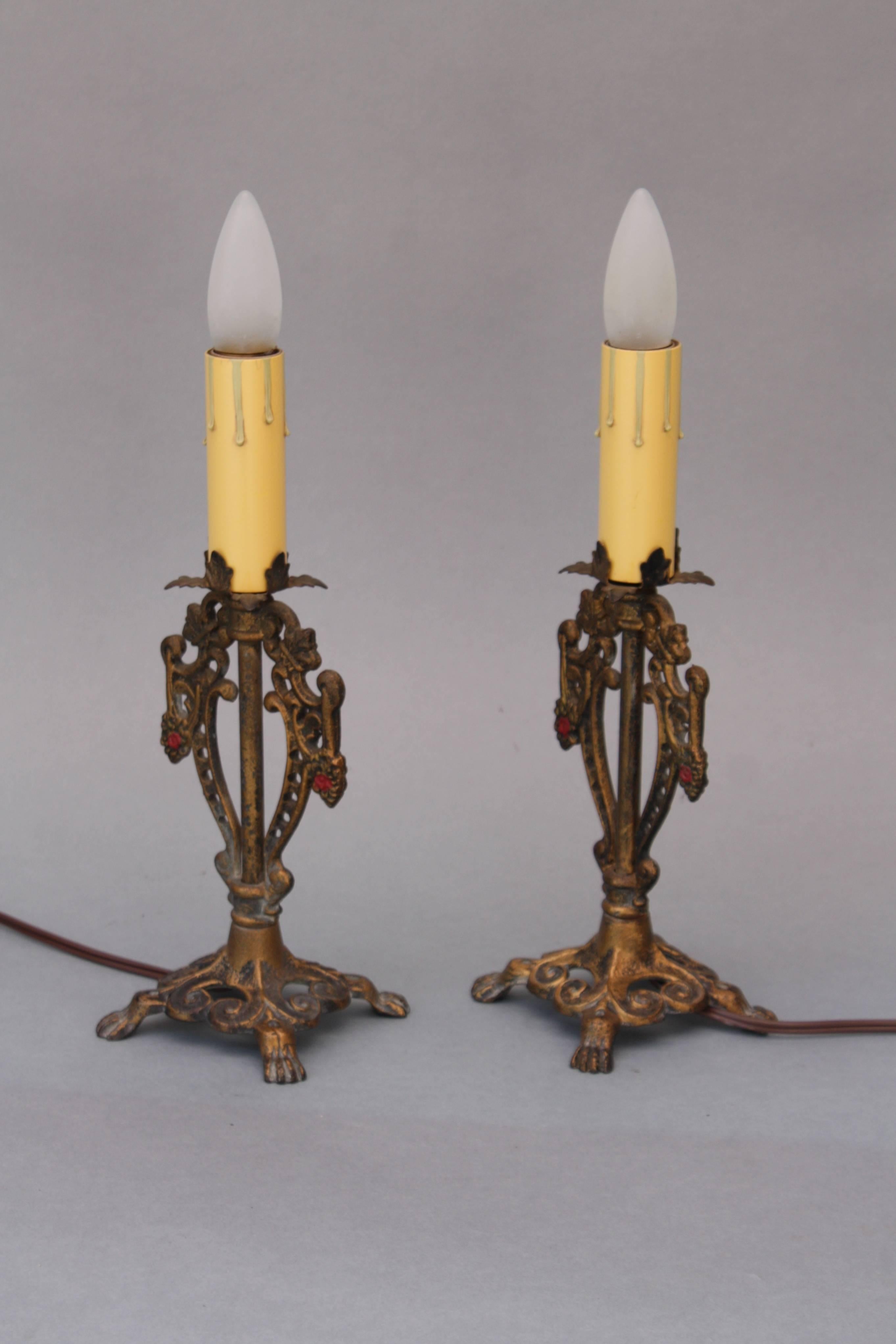 Pair of finely cast table lamps from the 1920s.