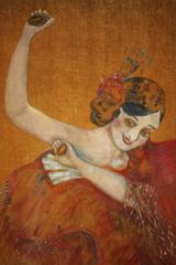 1920s Dancing Señorita Hand-Painted Tapestry Panel