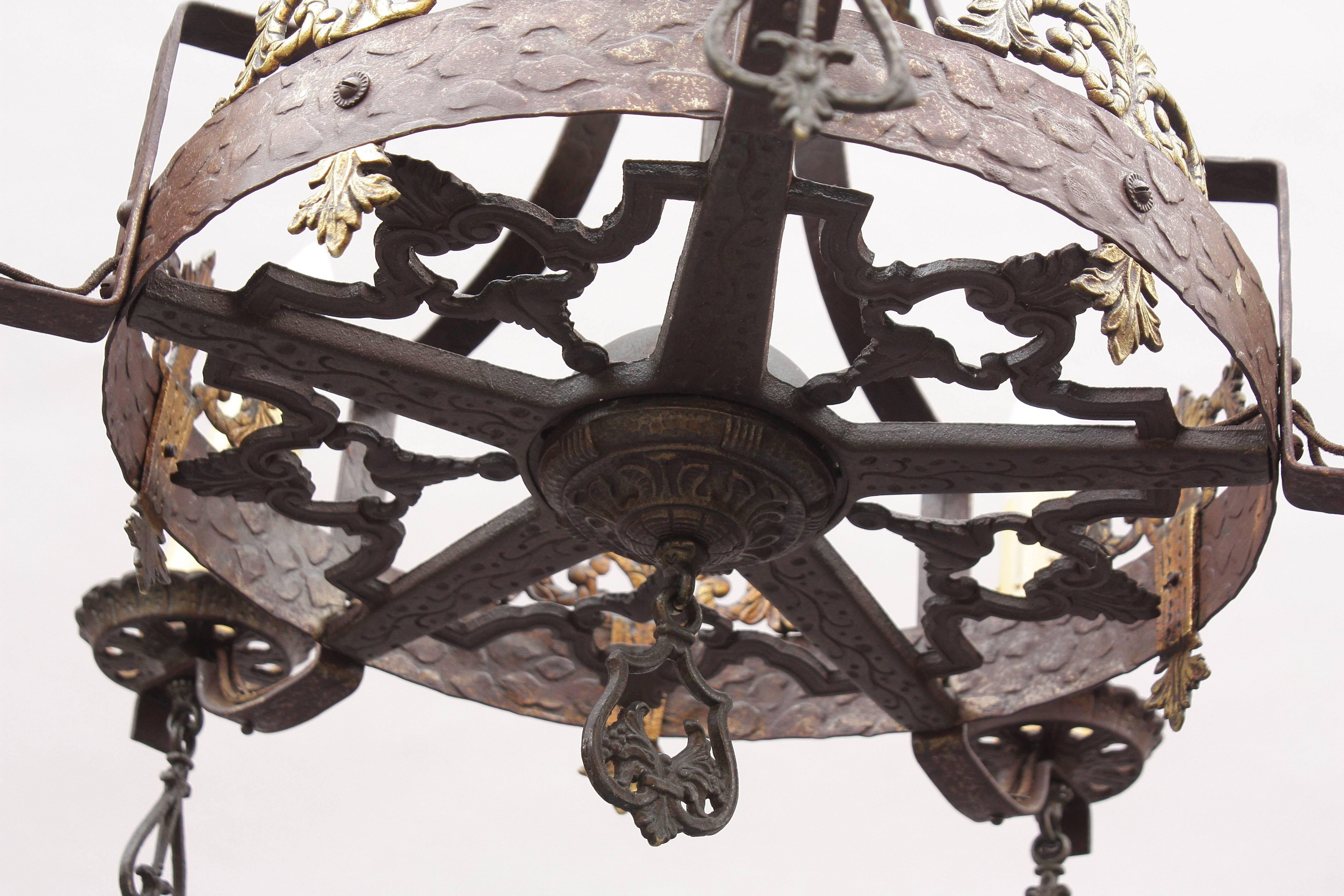 American 1920s Five-Light Chandelier