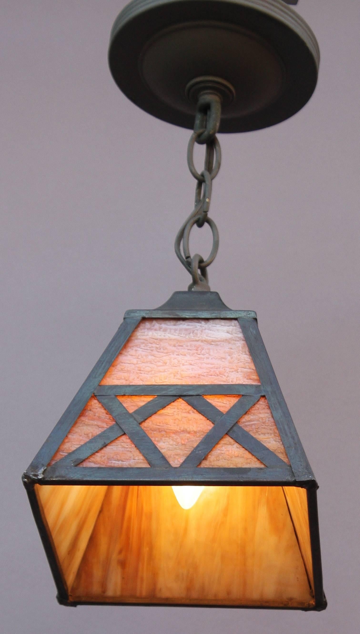 Metal One of Two Arts and Crafts Pendant Lights