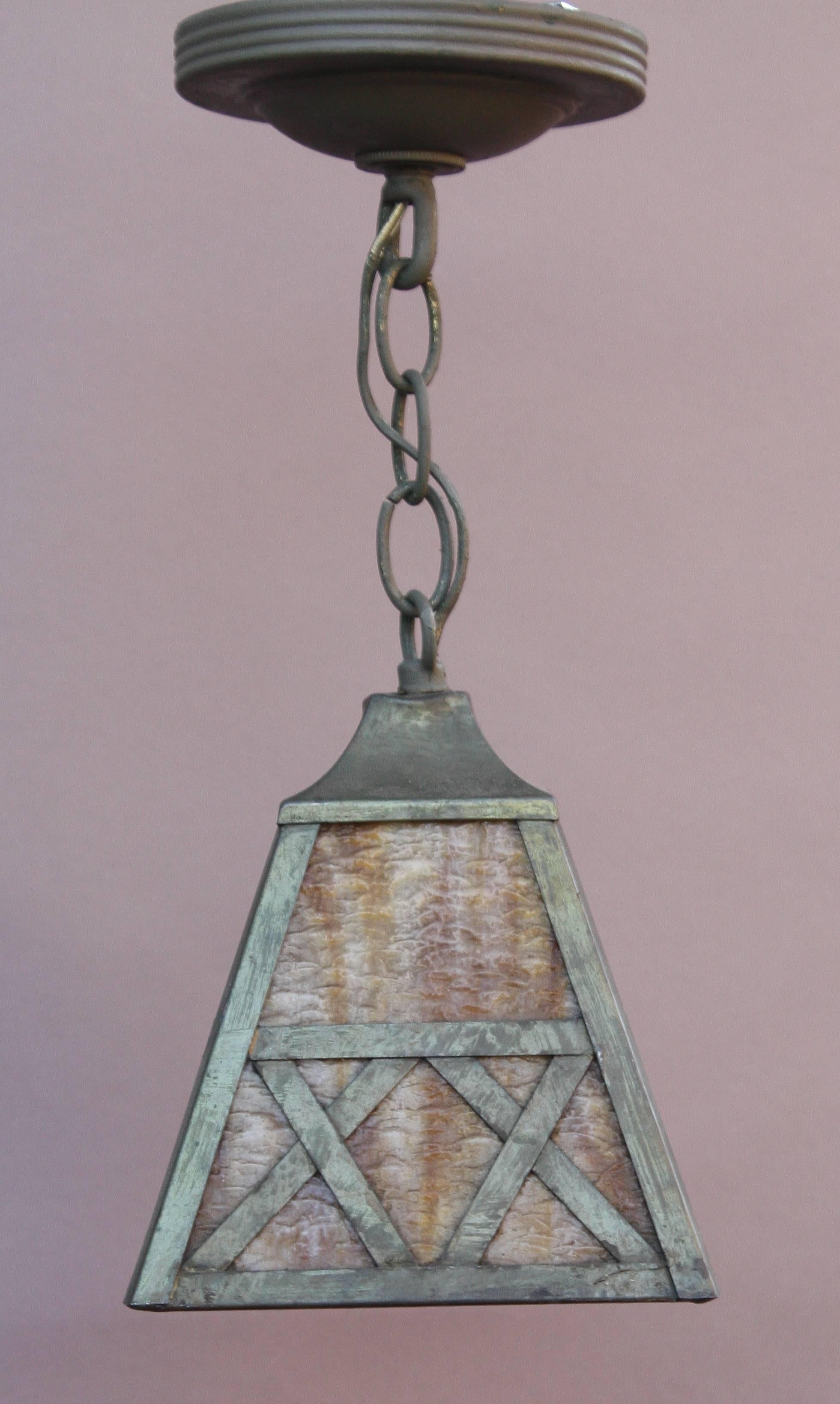 One of Two Arts and Crafts Pendant Lights 1