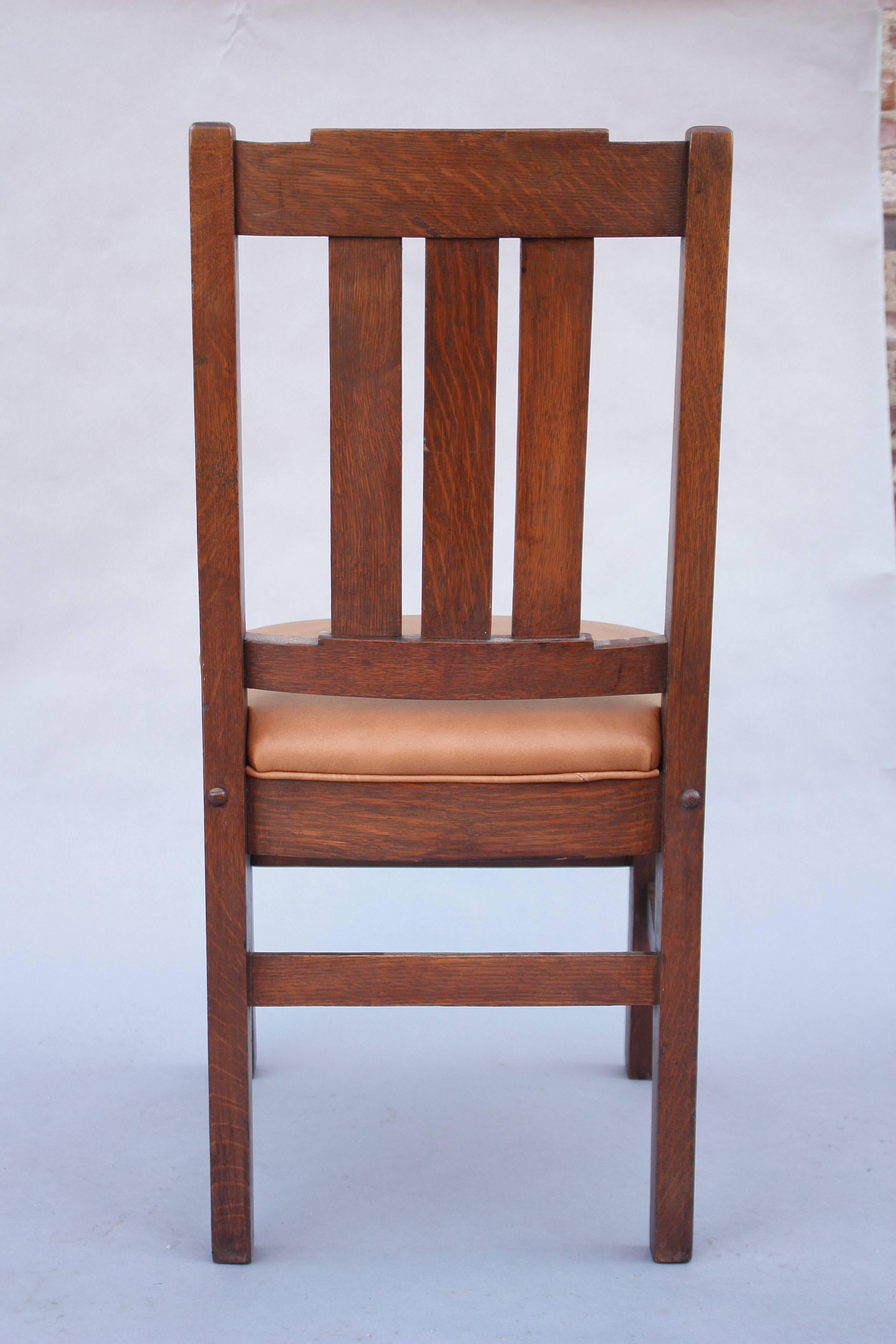 American 1910 Arts & Crafts Oak Side Chair For Sale