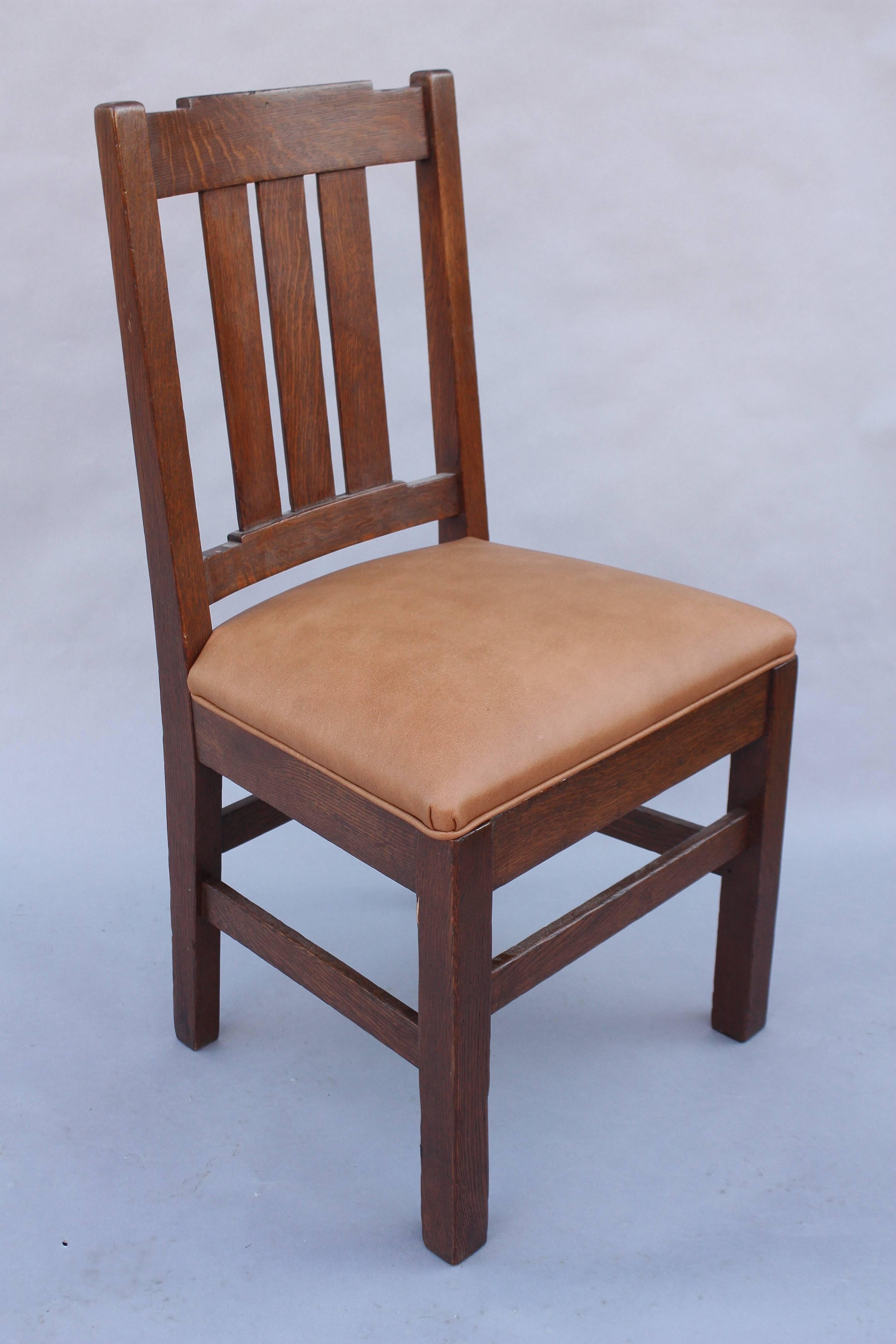 1910 Arts & Crafts Oak Side Chair In Good Condition For Sale In Pasadena, CA