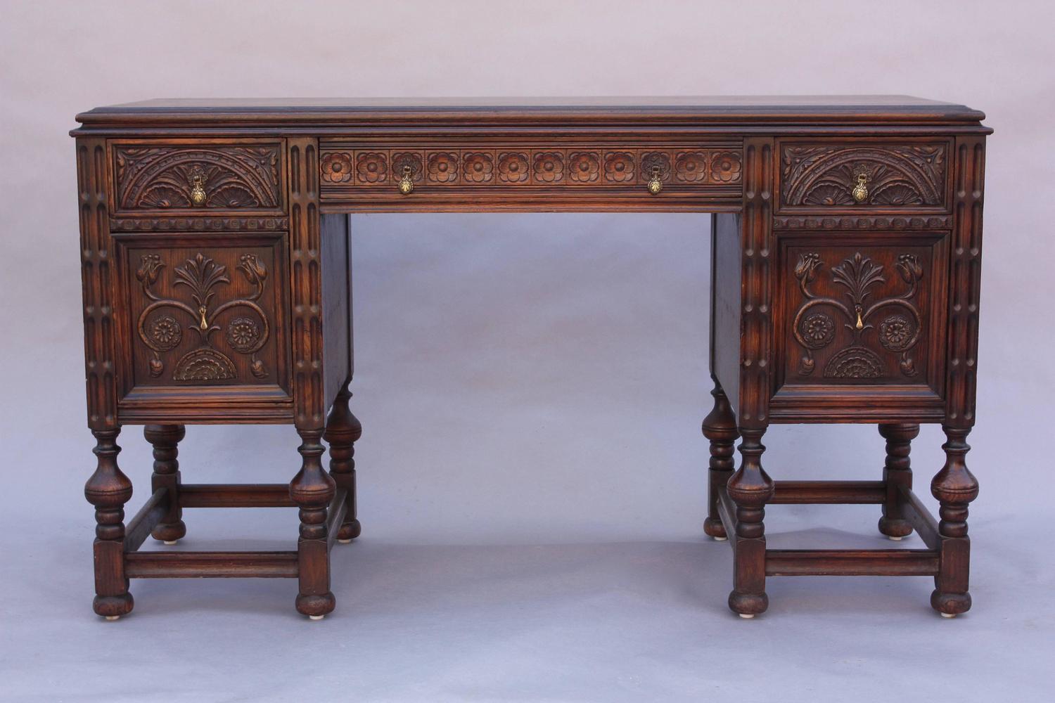 1920s Carved Spanish Revival Desk For Sale at 1stdibs