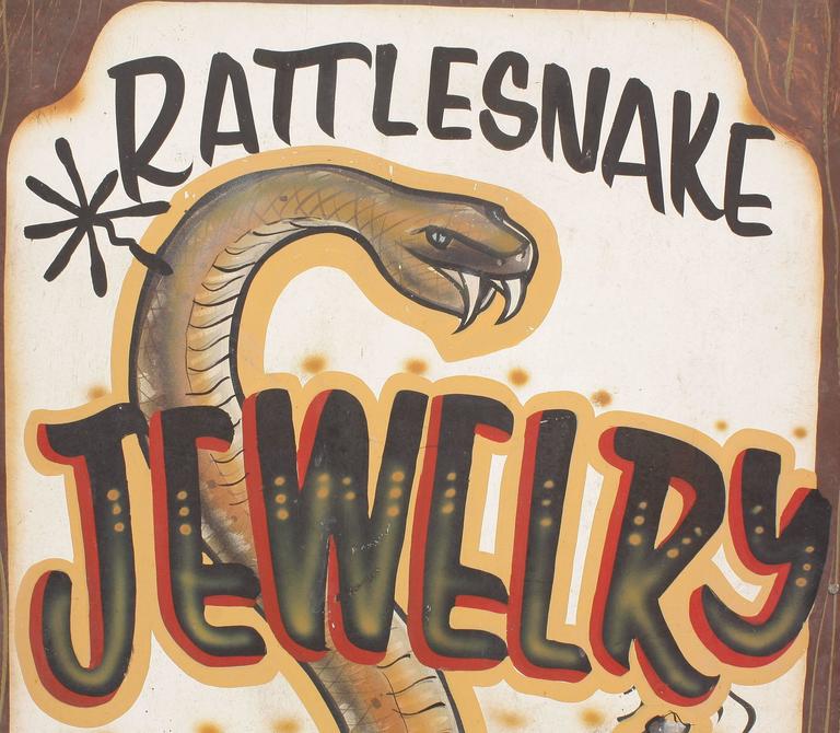 Vintage "Rattlesnake Jewelry" Sign For Sale at 1stdibs