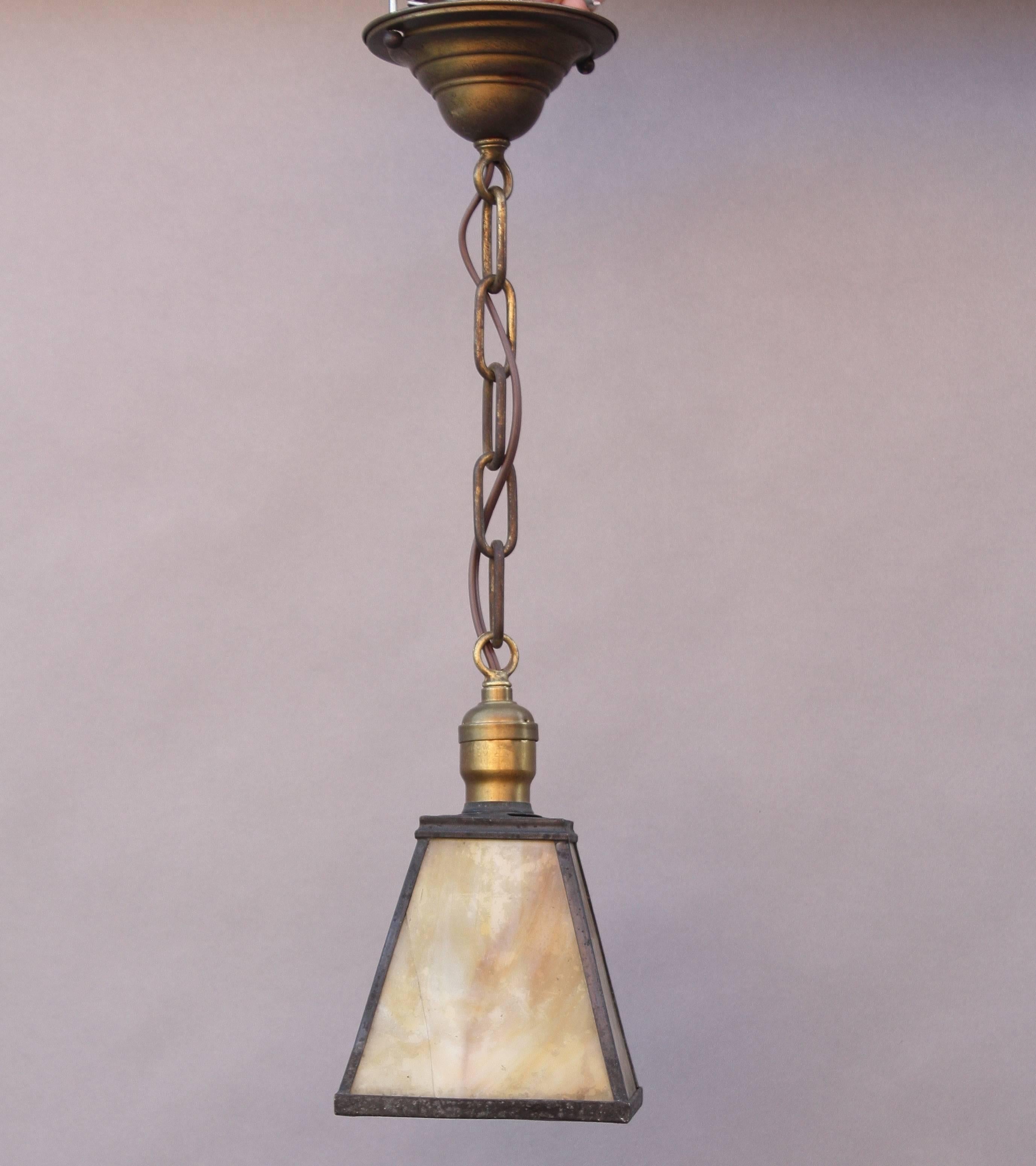 American Turn of the Century Slag Glass Pendant For Sale