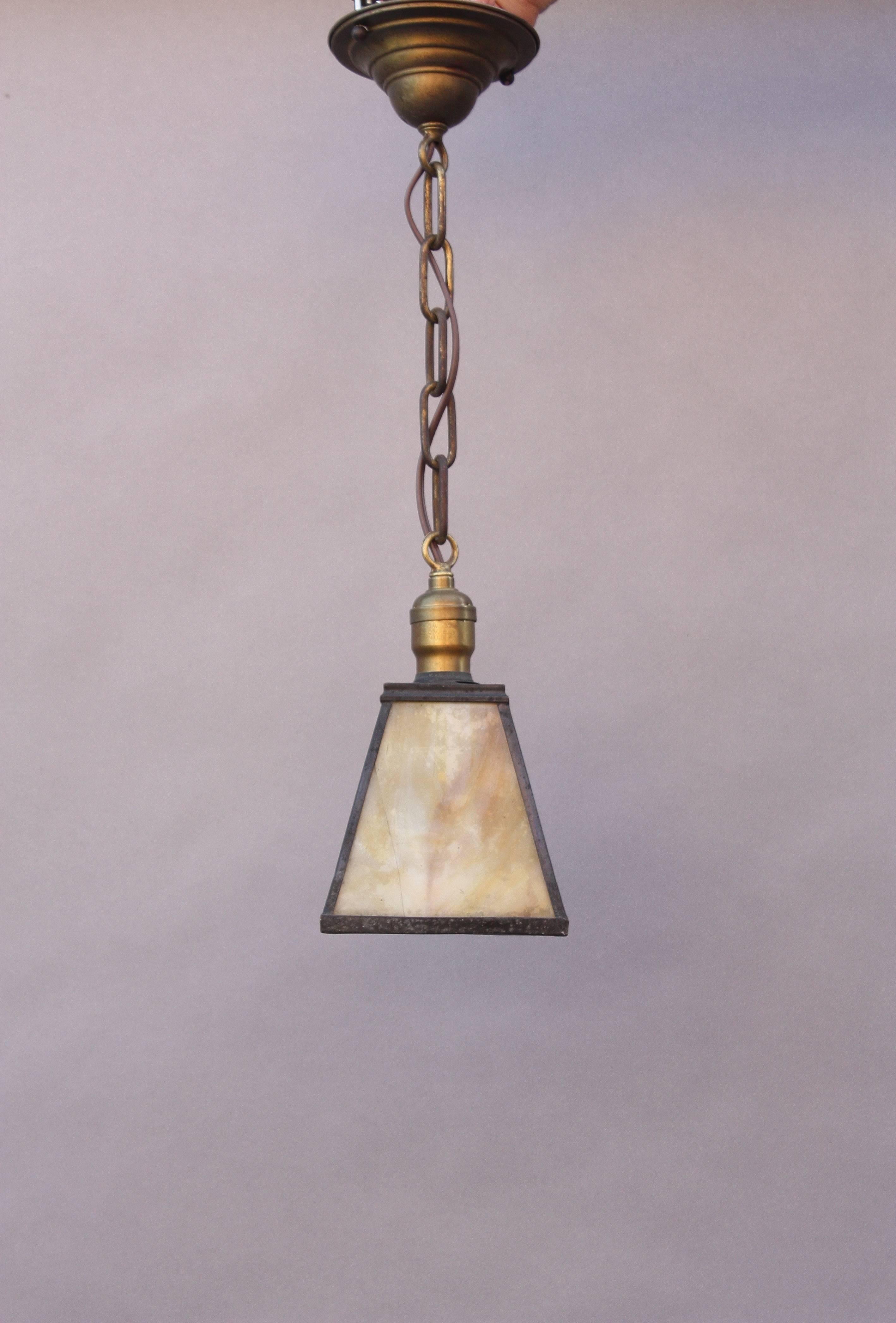 Turn of the Century Slag Glass Pendant In Good Condition For Sale In Pasadena, CA