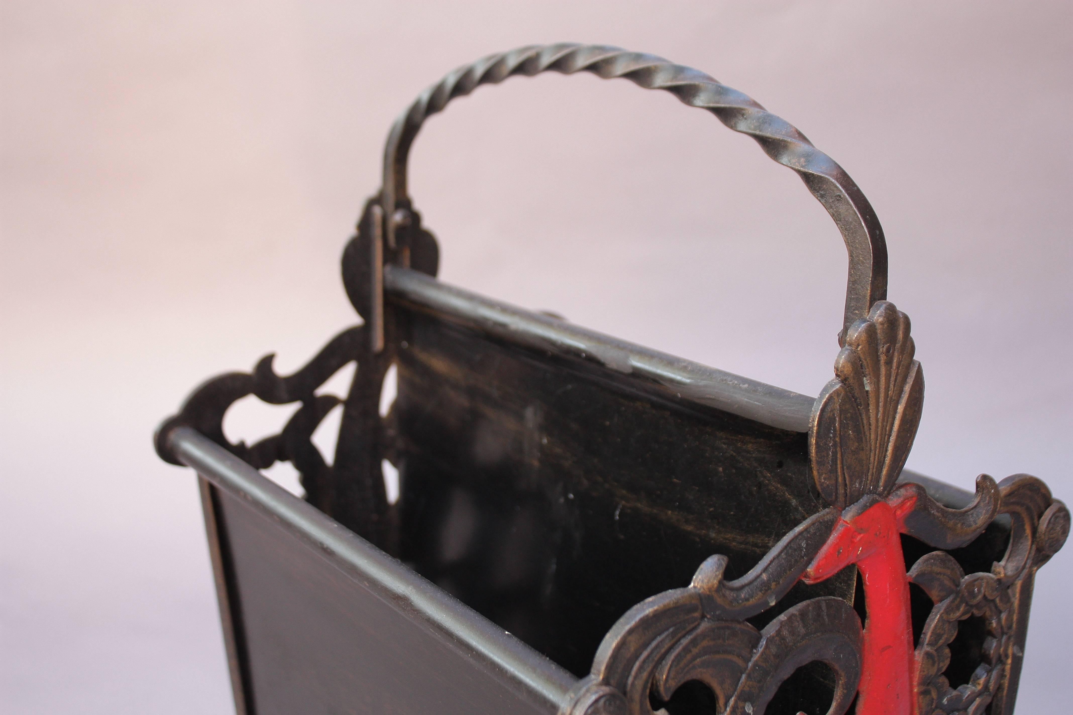 1920s Cast Iron Magazine Rack In Good Condition In Pasadena, CA