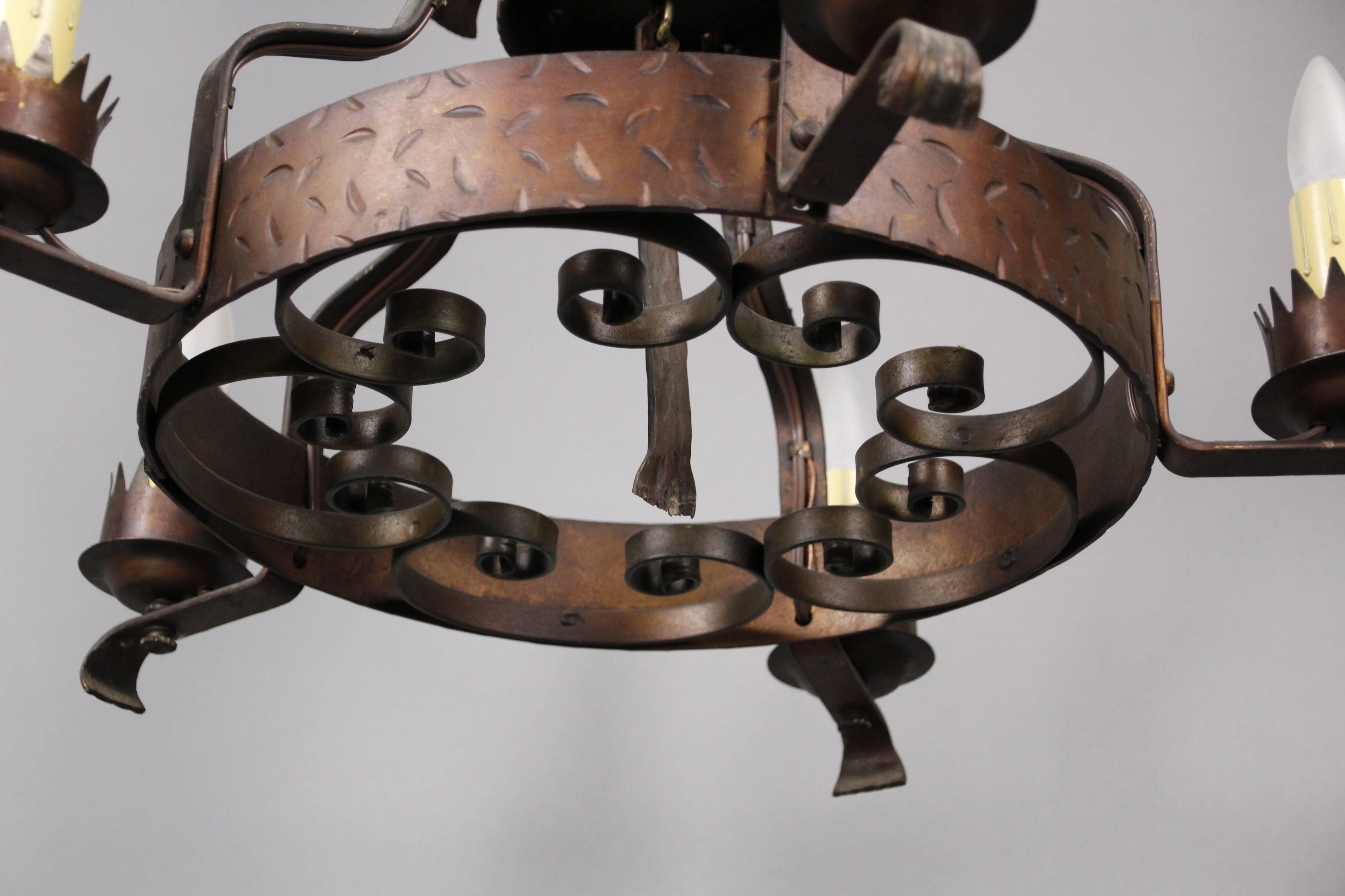 Early 20th Century Spanish Revival Rancho Monterey Period Chandelier