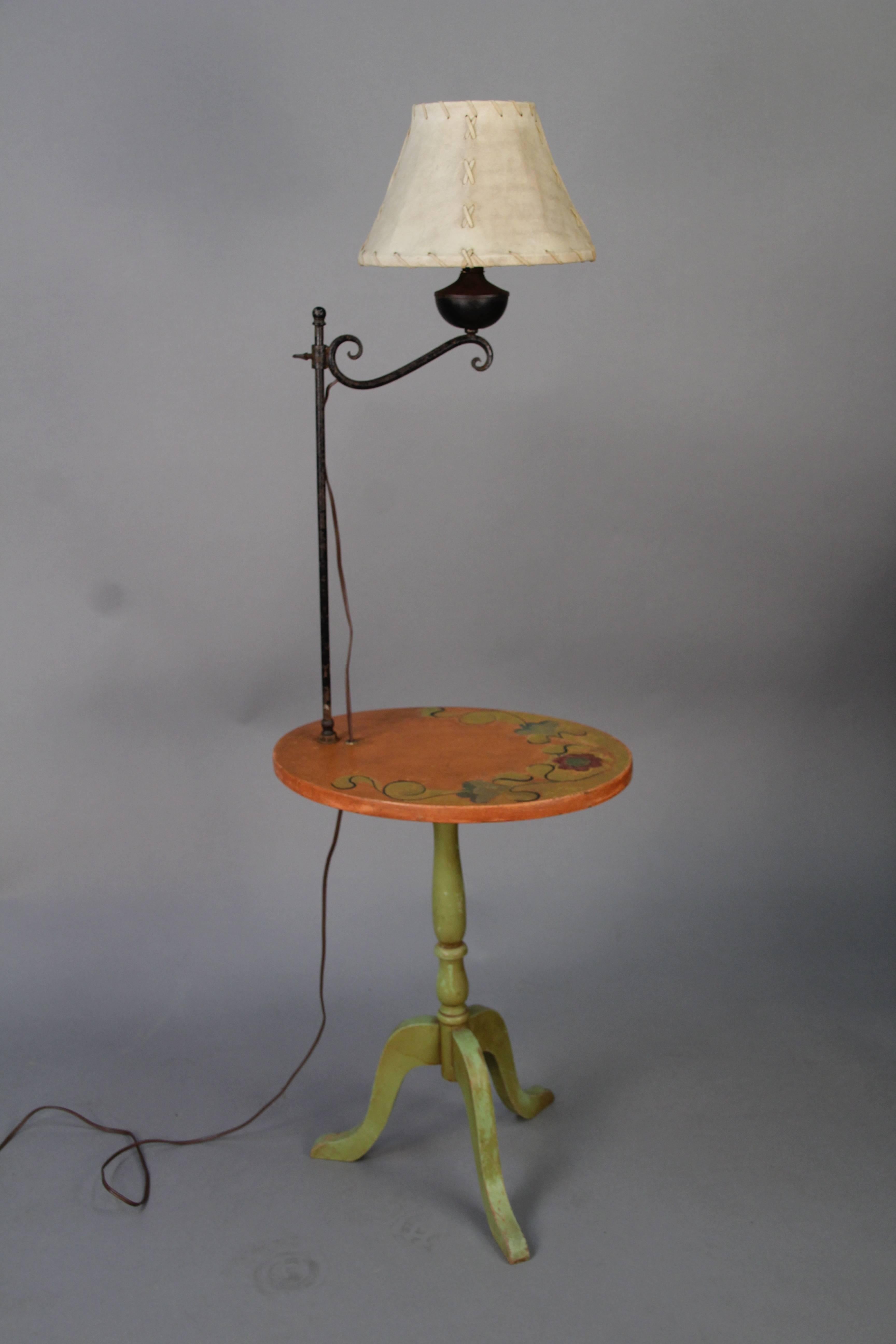 Rancho Monterey 1930s Monterey Period Hand-Painted Table with Lamp For Sale
