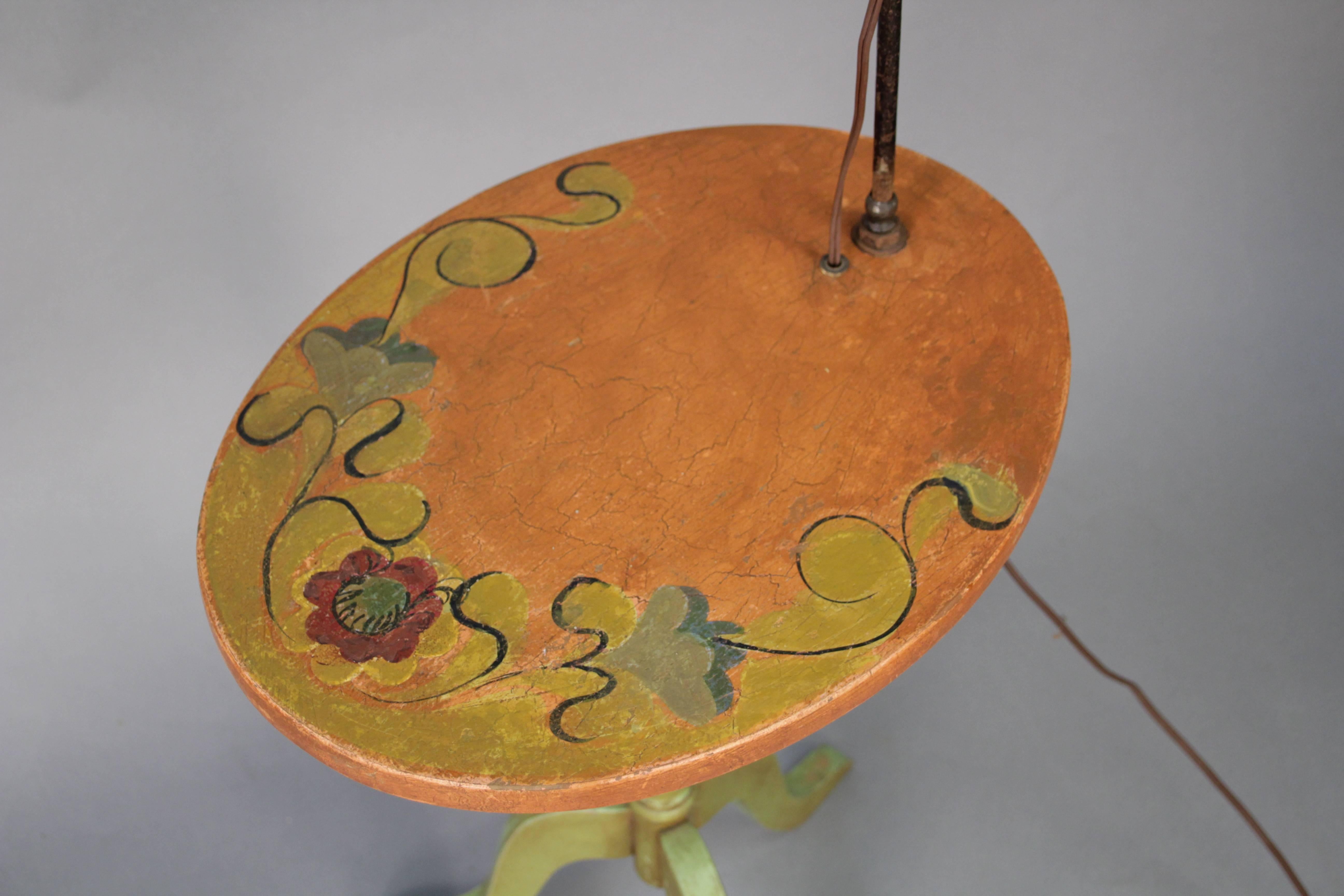 1930s Monterey Period Hand-Painted Table with Lamp For Sale 1