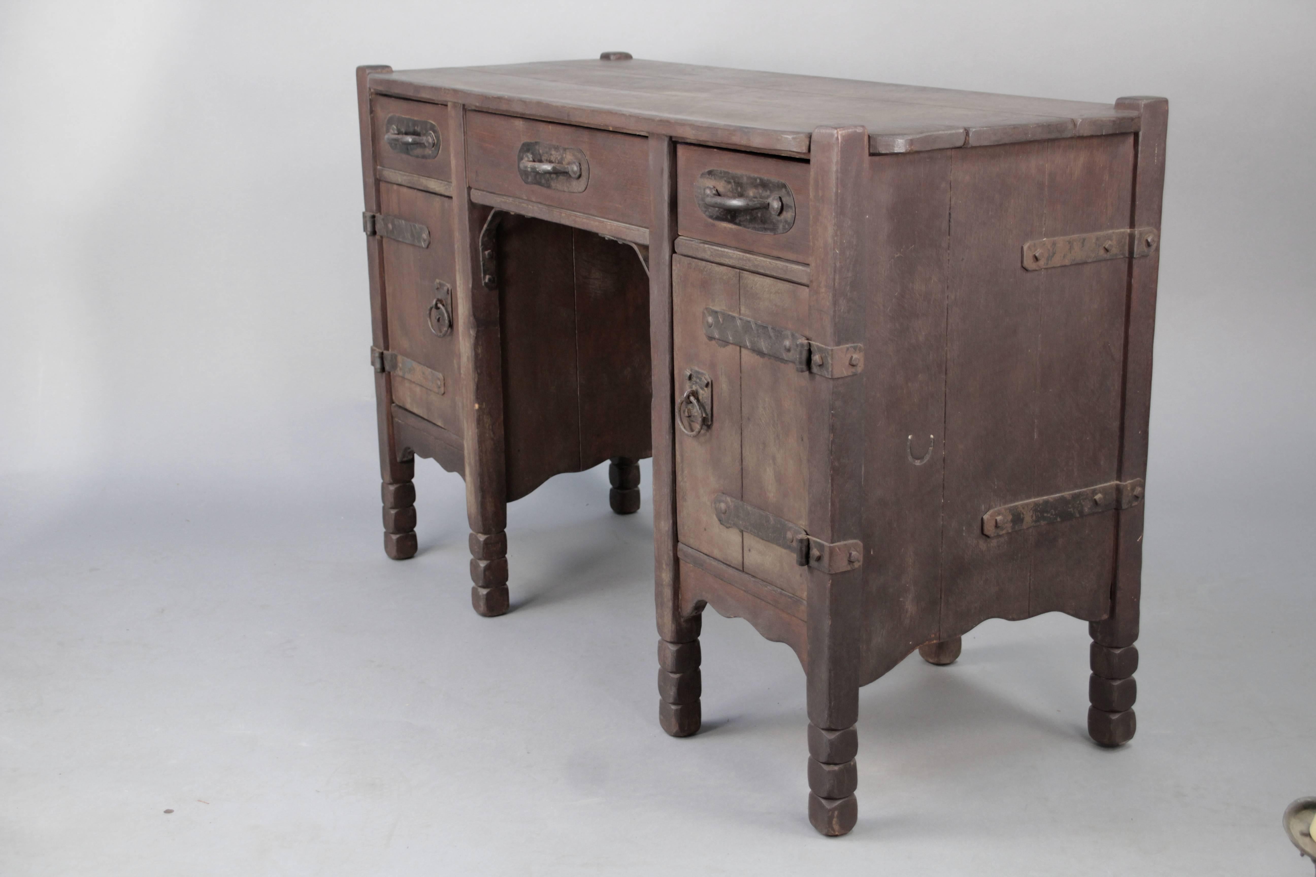 1930s Original Old Wood Monterey Desk In Good Condition In Pasadena, CA