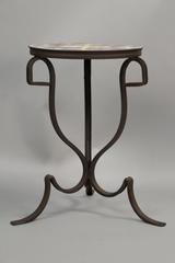 Rare 1930s Round Malibu Tile Table with Original Iron Frame