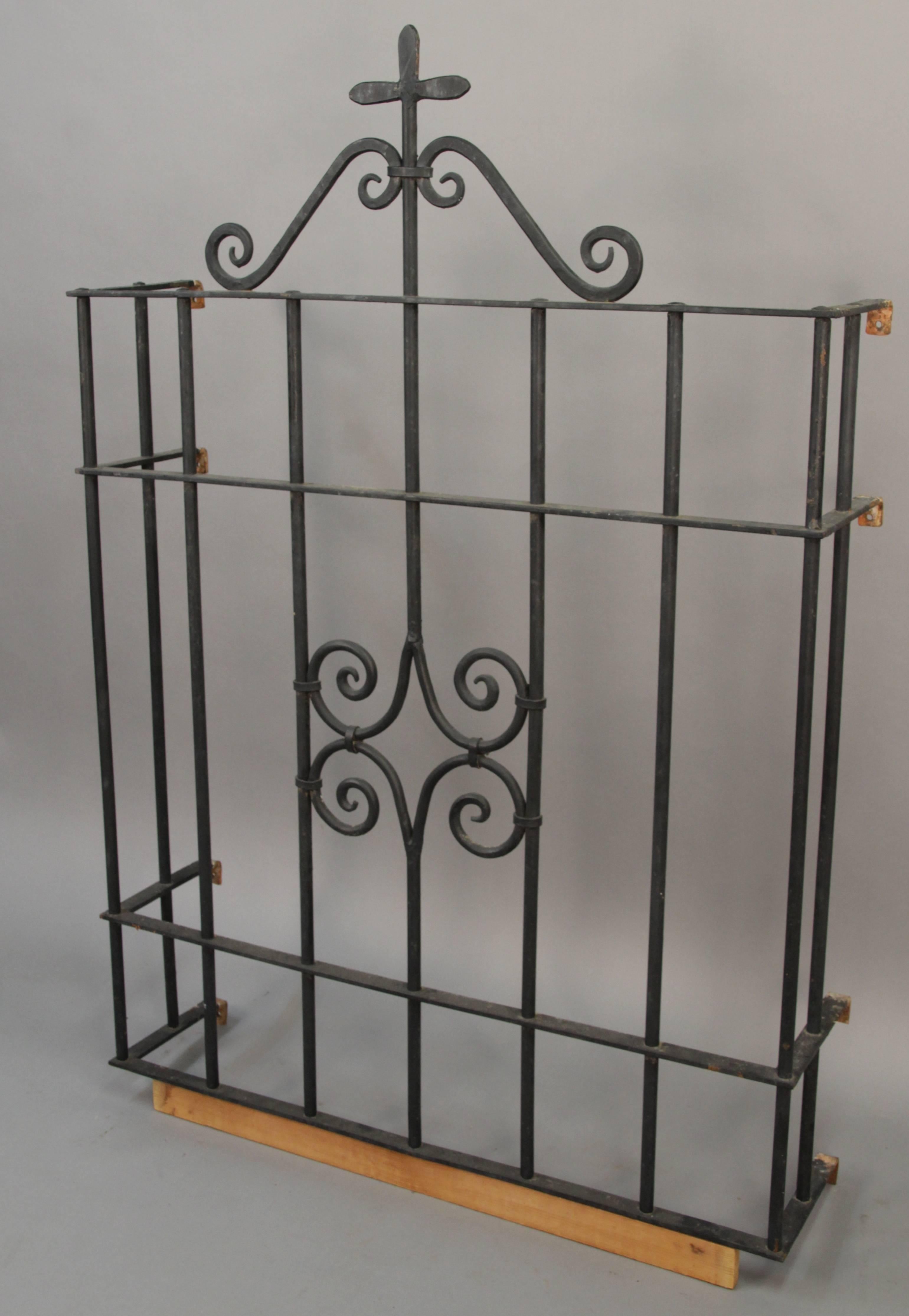 1920s Wrought Iron Window Grill In Good Condition In Pasadena, CA