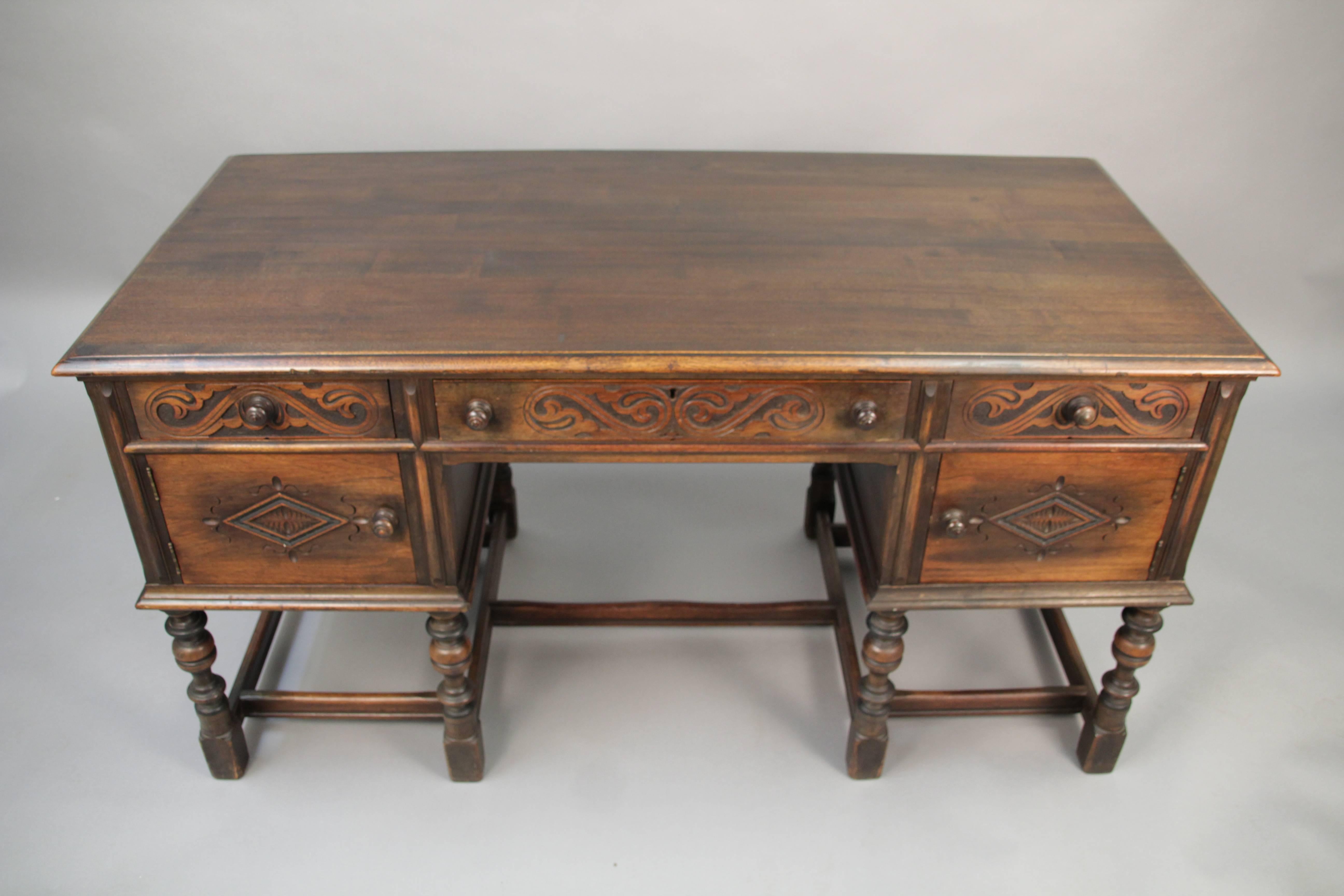 Spanish Colonial 1920s Carved Spanish Revival Desk