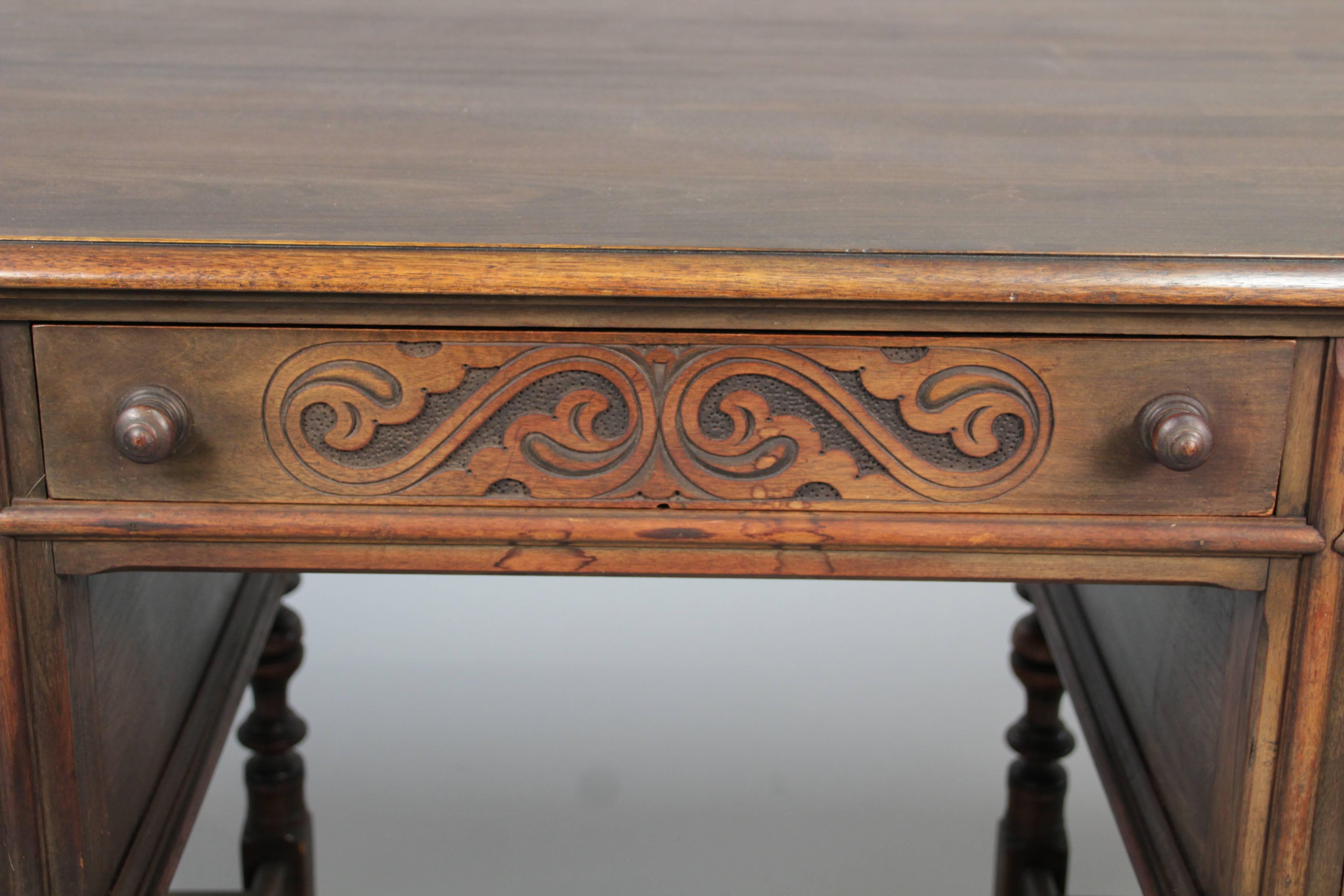 American 1920s Carved Spanish Revival Desk