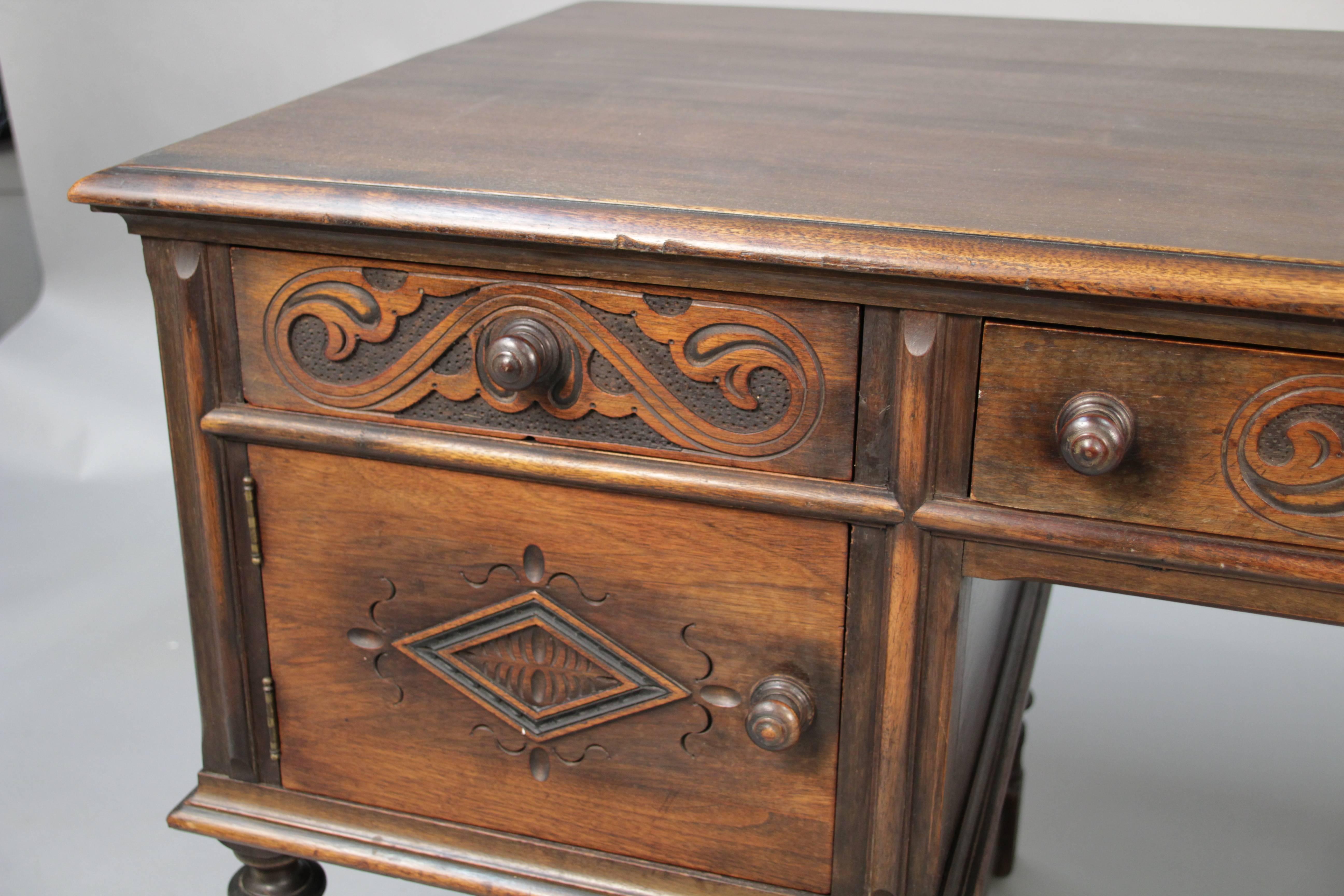 1920s Carved Spanish Revival Desk 1
