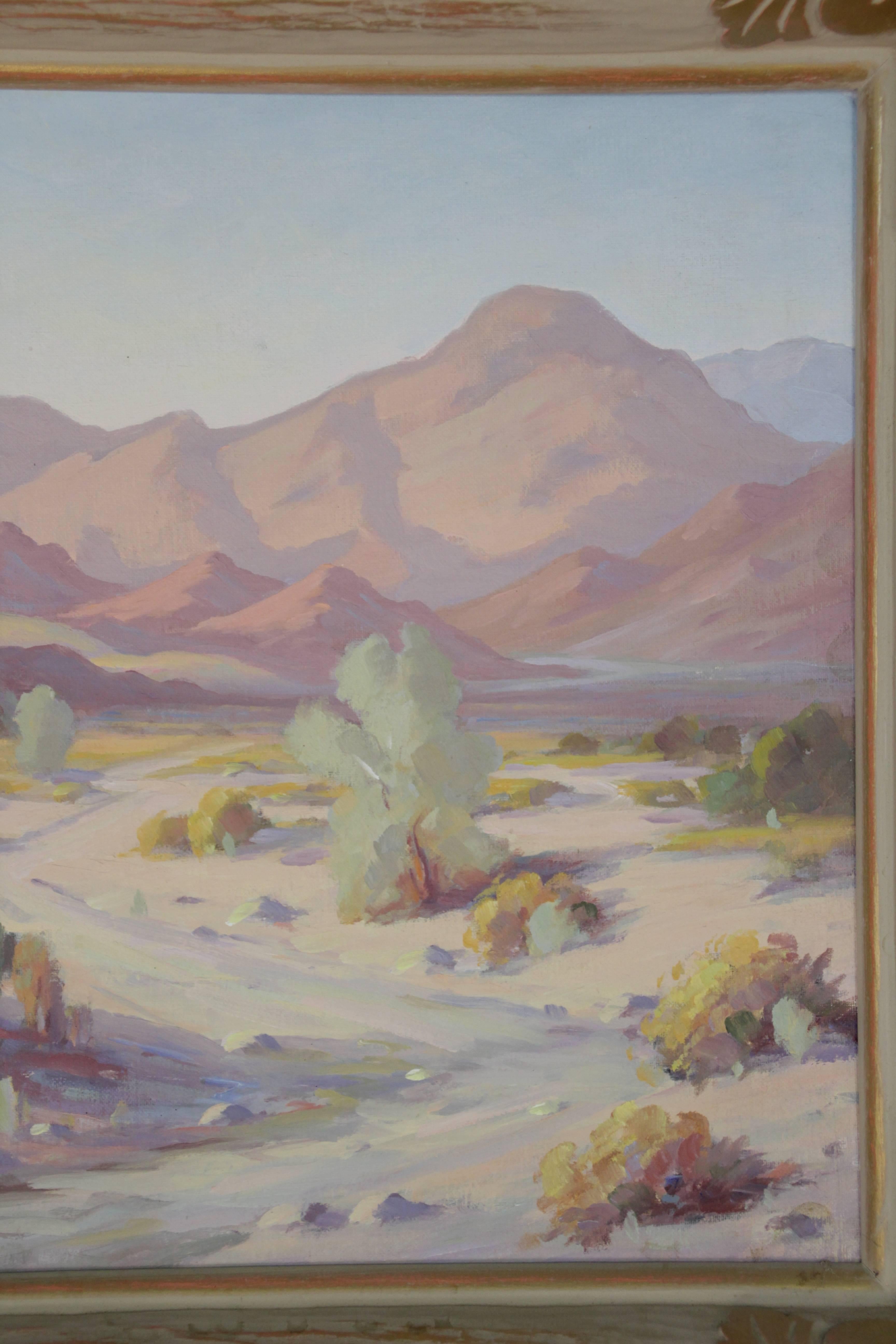 1920s Desert Landscape Painting in Original Frame In Good Condition In Pasadena, CA