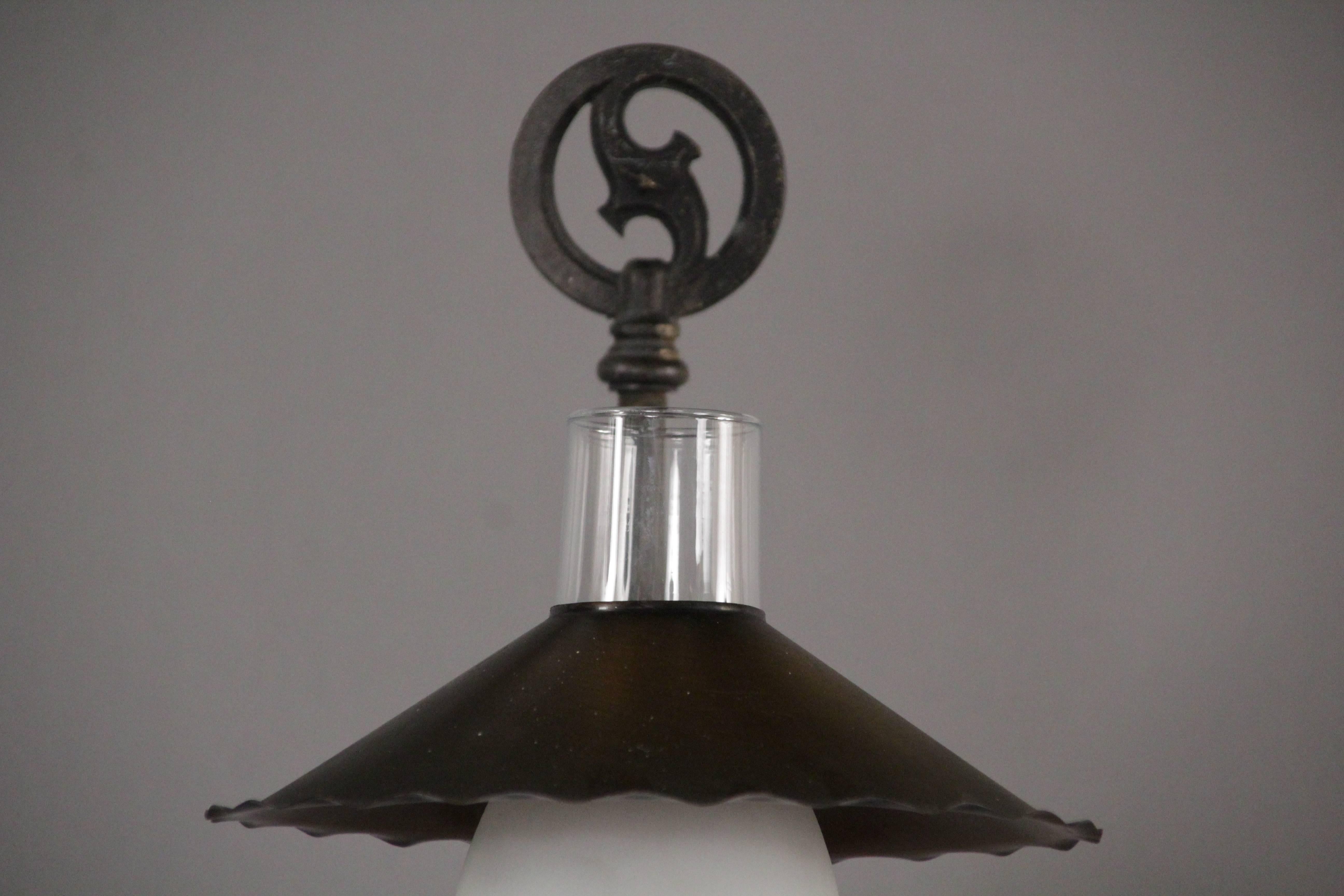 Mid-20th Century 1930s Monterey Period Adjustable Iron and Wood Lamp