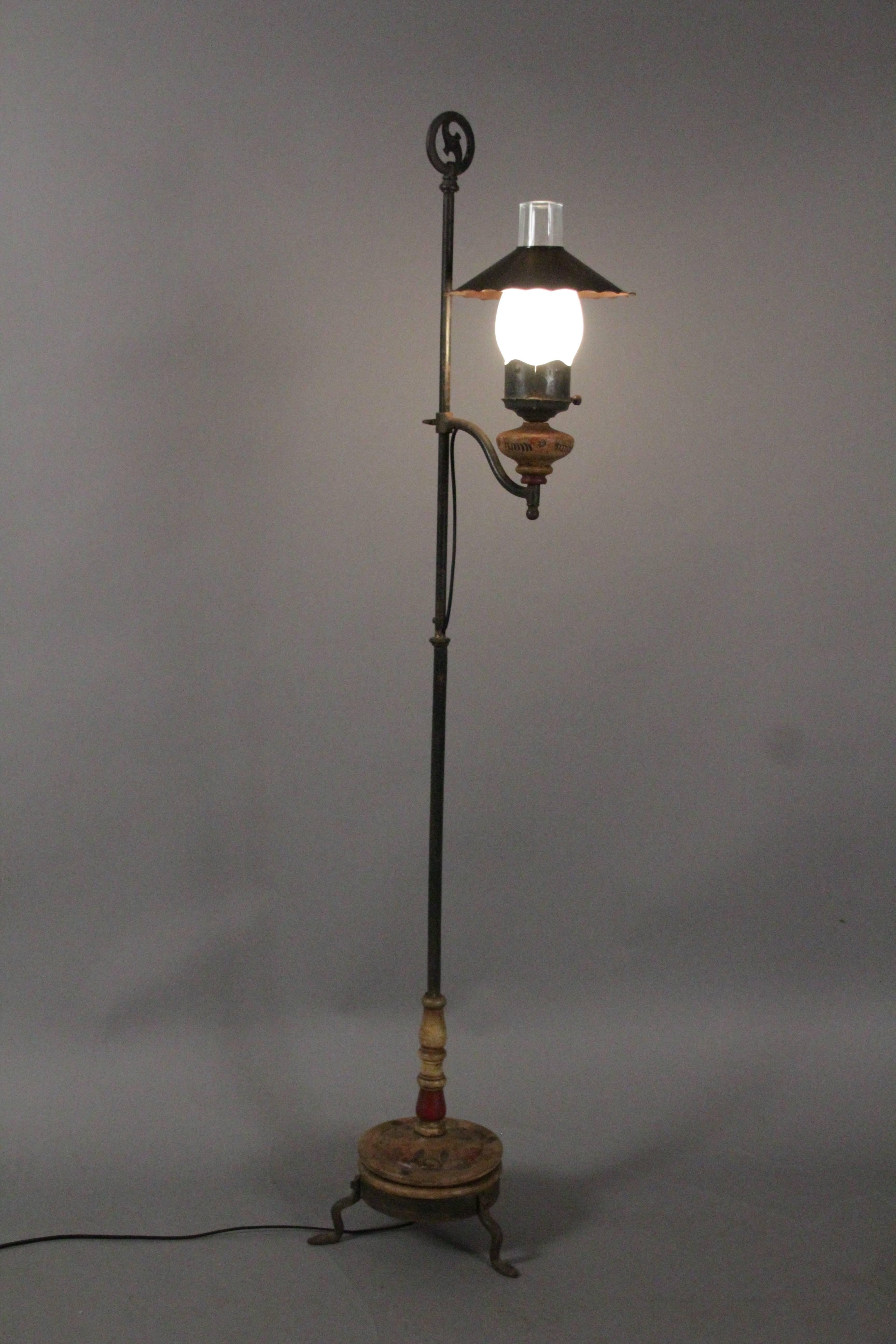 1930s Monterey Period Adjustable Iron and Wood Lamp 2