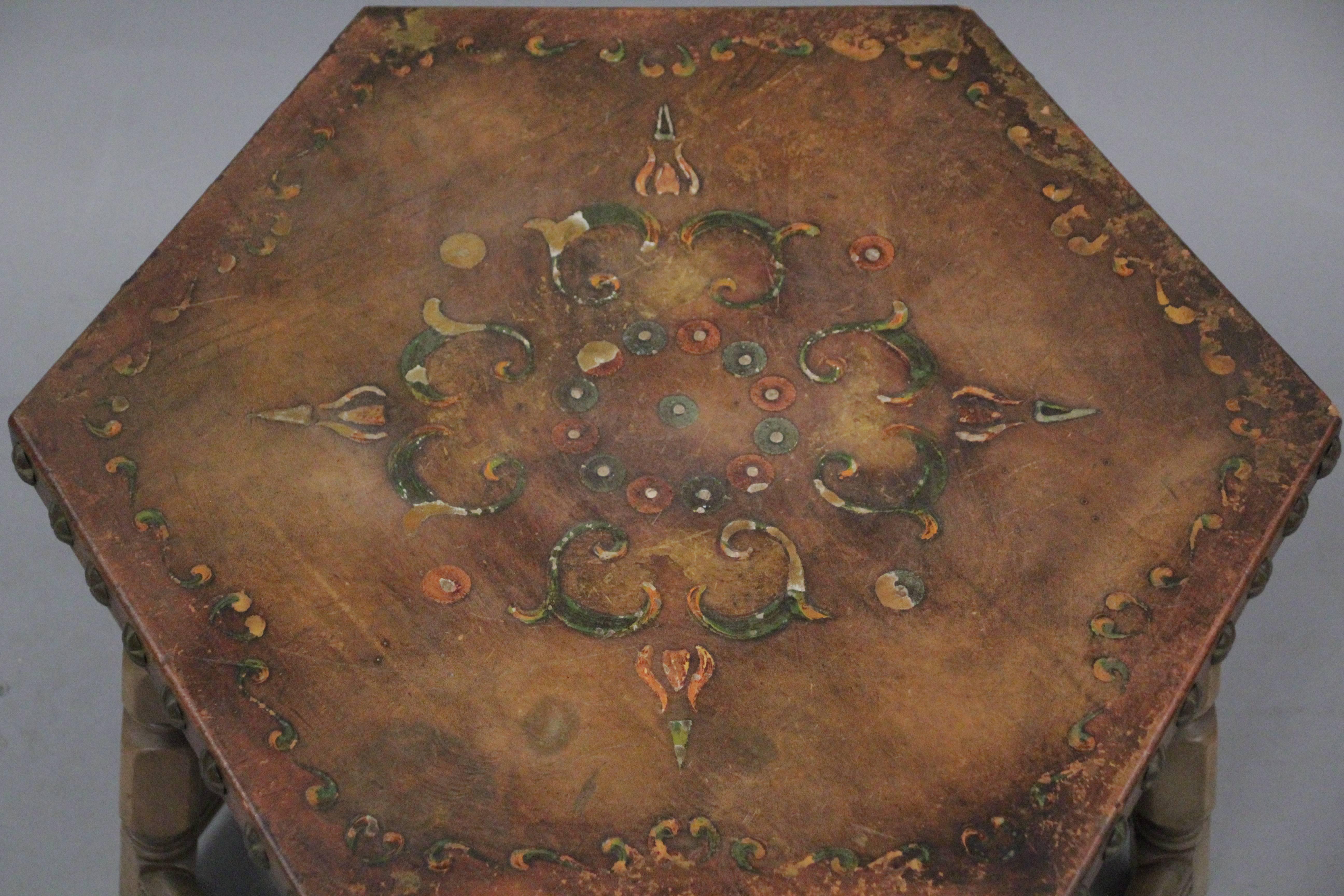 1920s Spanish Revival California Hexagonal Side Table 2