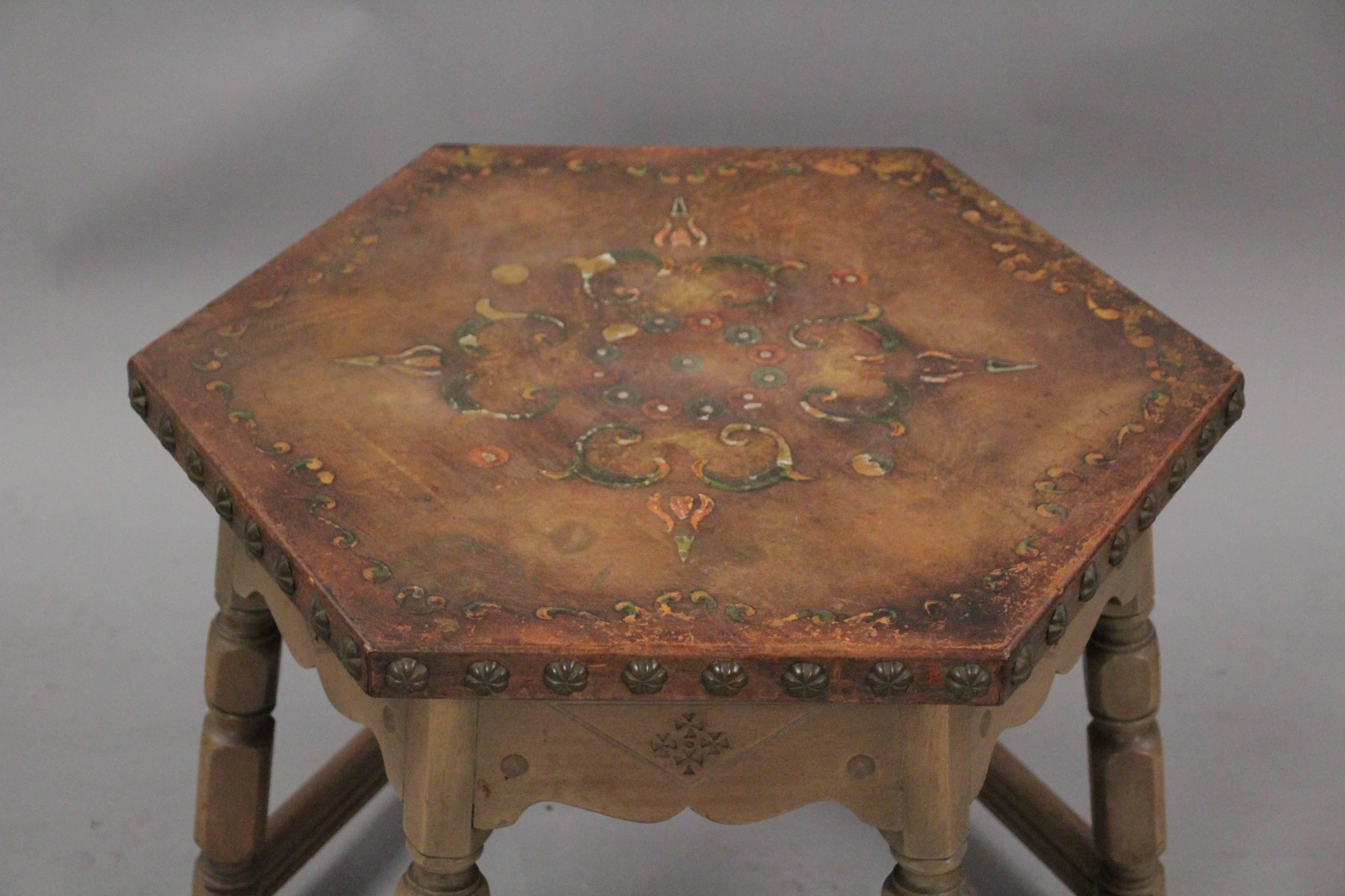 1920s Spanish Revival California Hexagonal Side Table 3