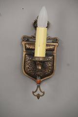 1 of 6 Single Bronze Sconce with Original Polychrome Finish