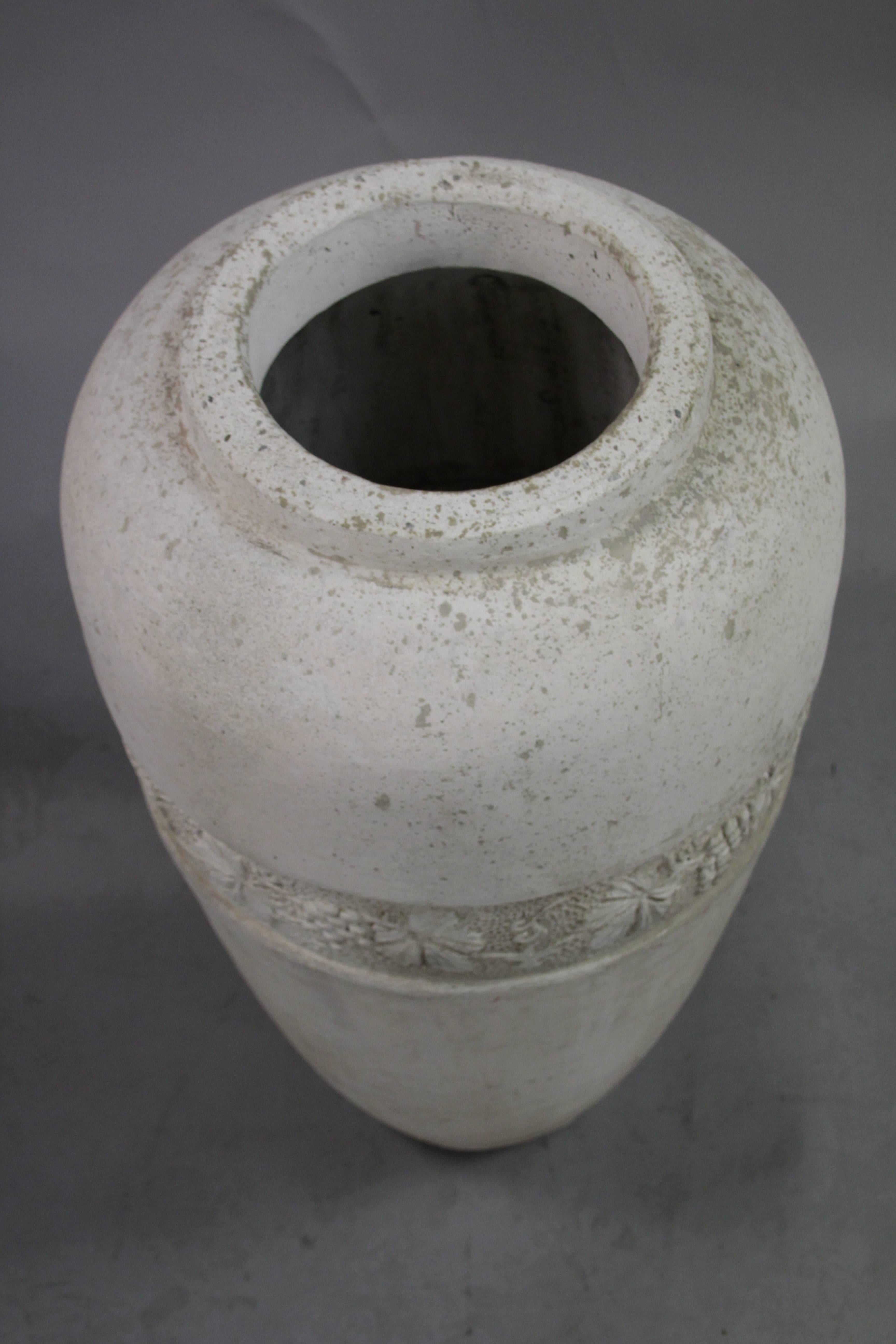 Spanish Colonial Large and Impressive 1920s Concrete Vase with Grapevine Motif For Sale