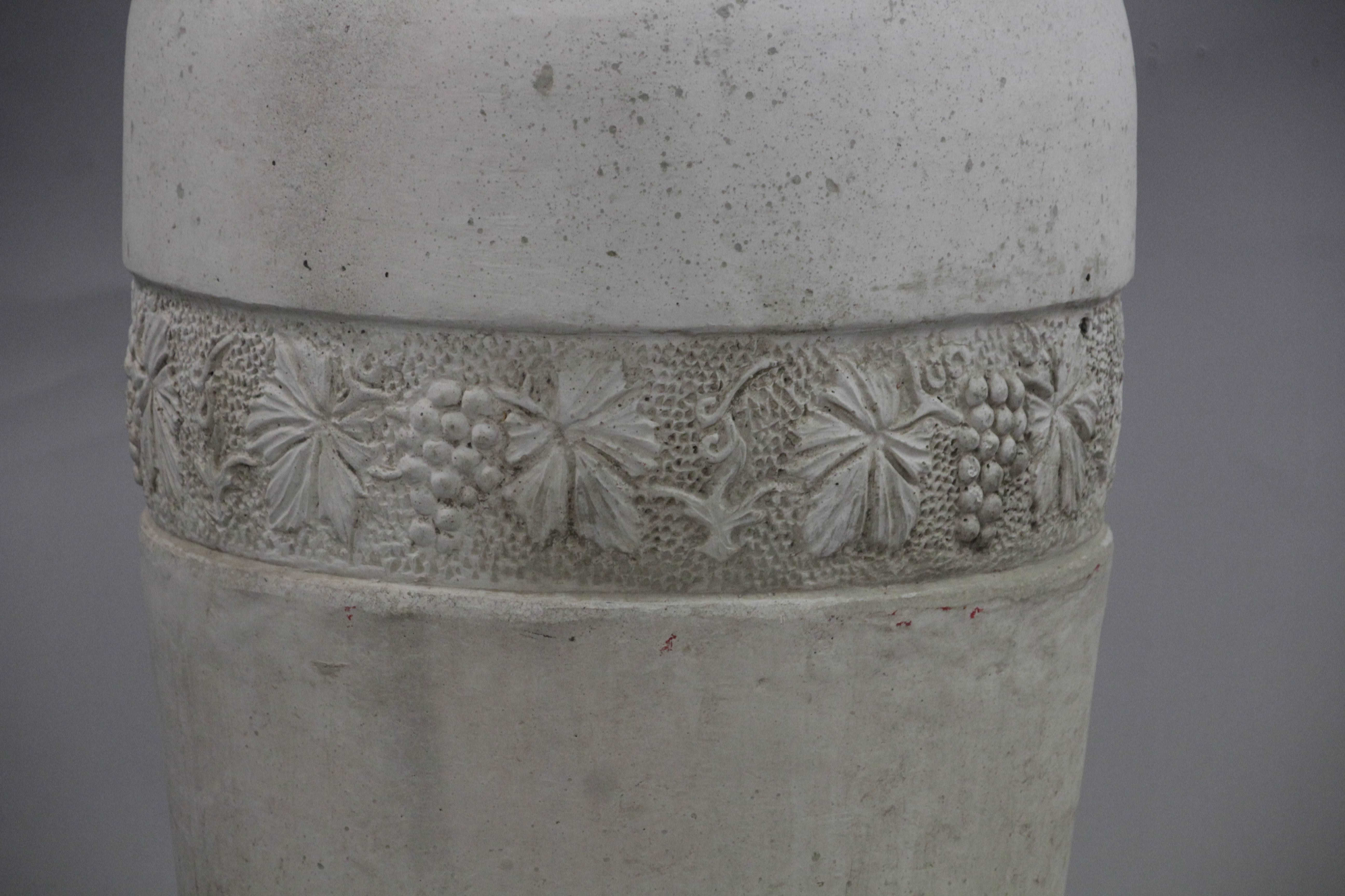 American Large and Impressive 1920s Concrete Vase with Grapevine Motif For Sale