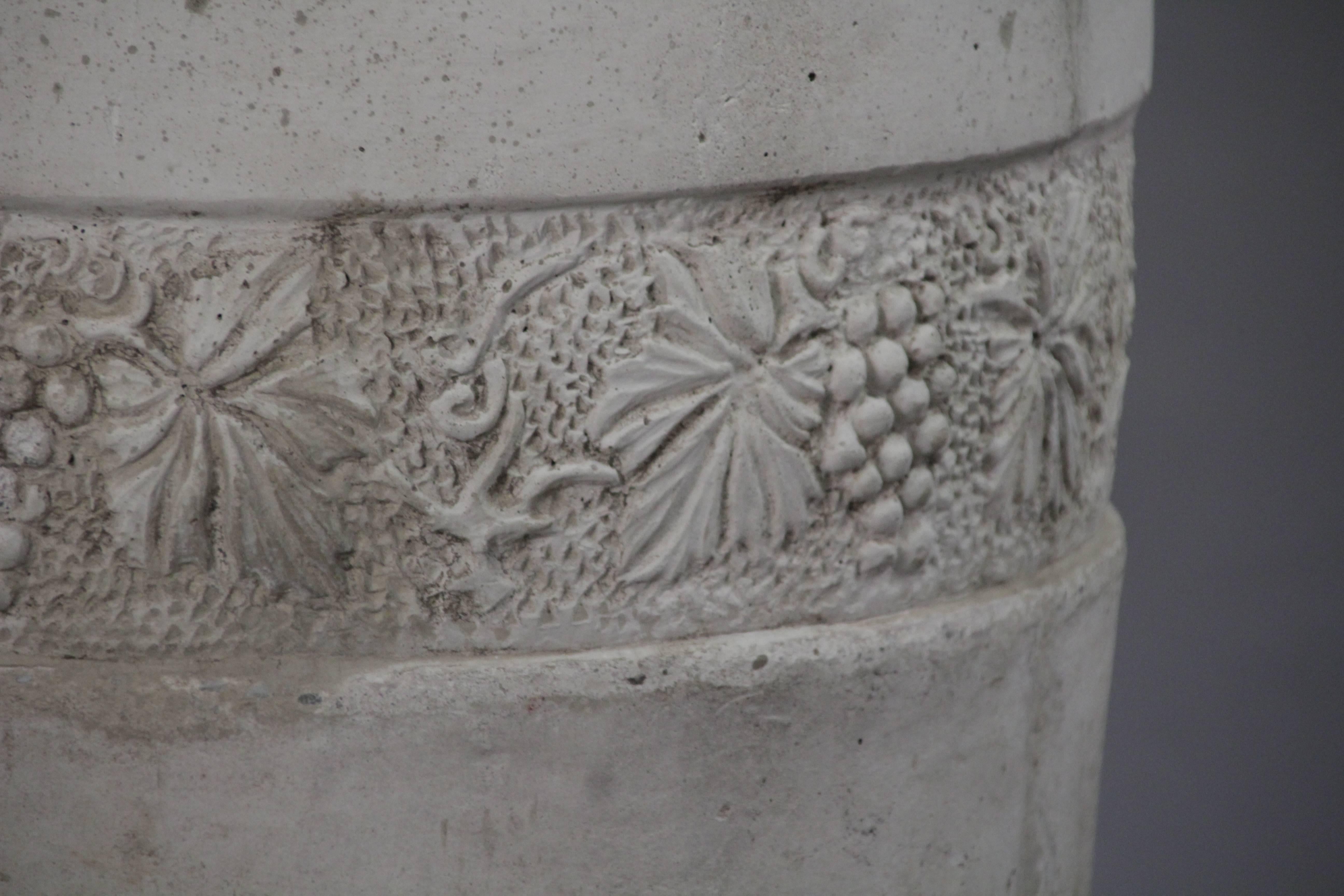 Early 20th Century Large and Impressive 1920s Concrete Vase with Grapevine Motif For Sale
